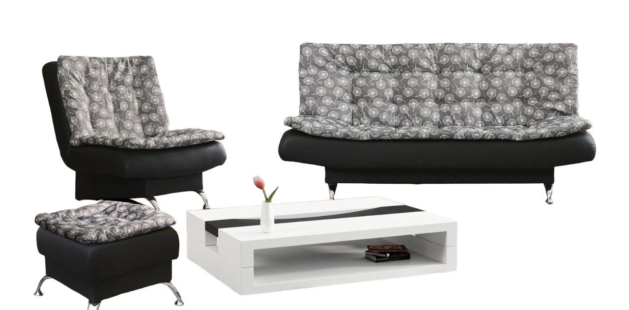 JVmoebel Sofa Schwarz-Graue Sofagarnitur 3+1 Mit Bettfunktion luxus Couch Neu, Made in Europe