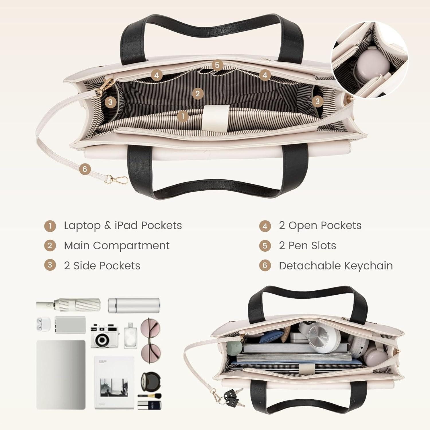 LuxusKollektion Laptoptasche Laptoptasche 15,6 Zoll PU Leder Handtasche Damen Arbeitstasche