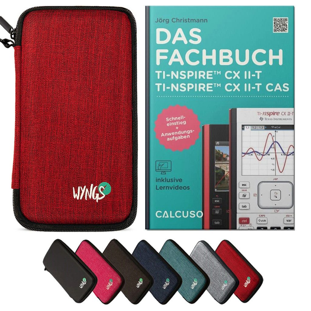 Taschenrechner Zubehör zum TI-Nspire CX II-T (CAS) - Fachbuch & Schutztasche Rot