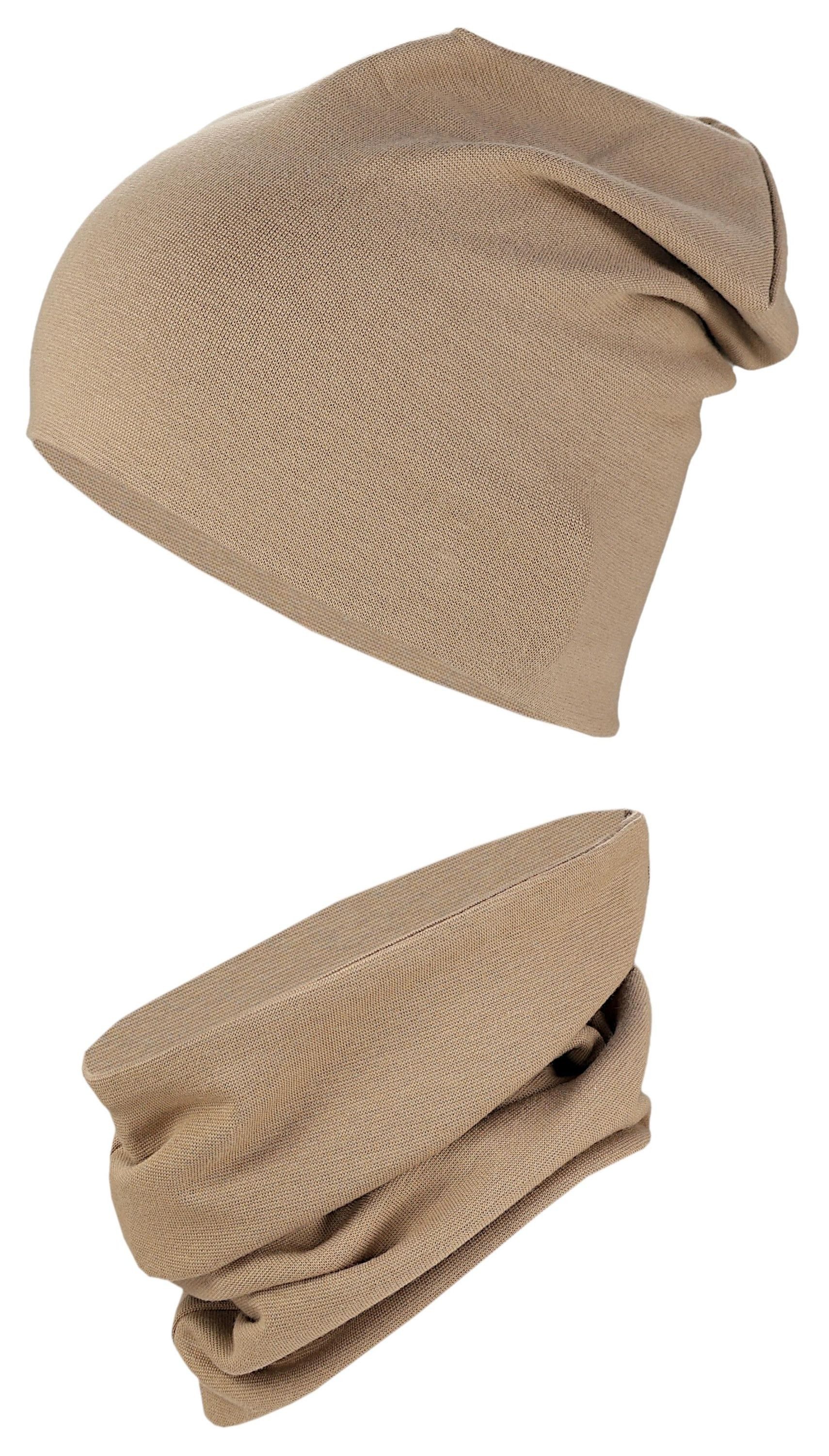 TupTam Beanie Kinder Beanie Mütze Schlauchschal Set aus Jersey und Rippstoff