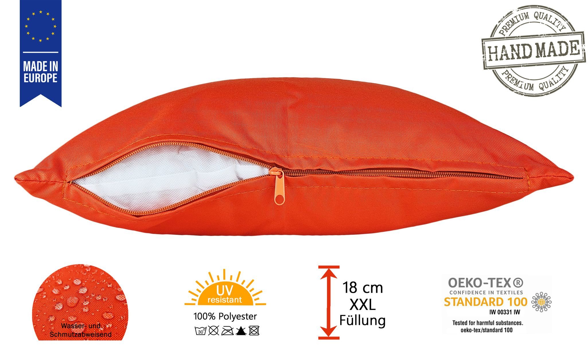 JACK Dekokissen 30x50cm Outdoor Lounge Kissen inkl. XXL Füllung, starke Füllung, strapazierfähig, wasserabweisend, In- und Outdoor