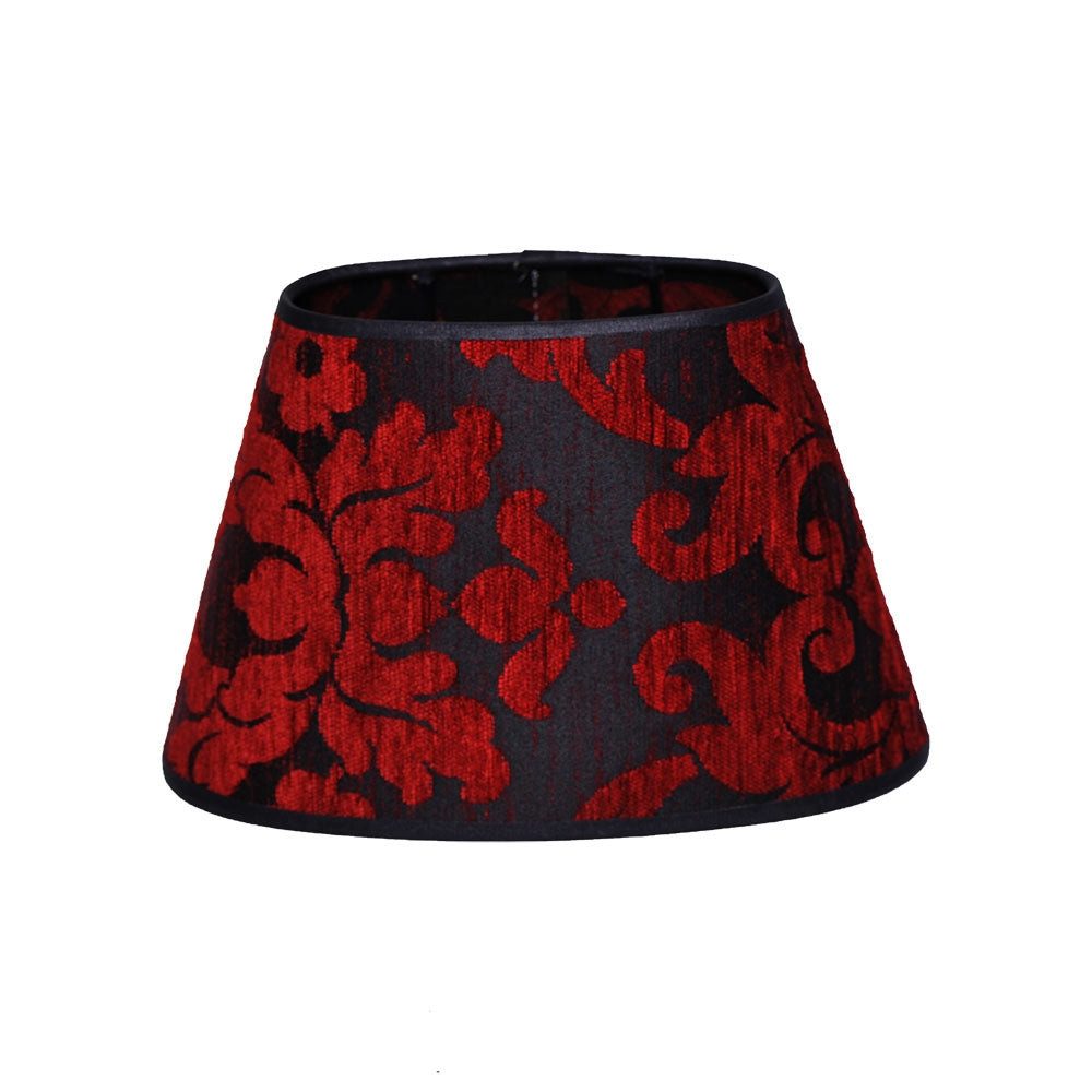 Dirk Davids Leuchten GmbH Lampenschirm Lampenschirm Leinen Oval Rot Schwarz Tischleuchte 25-15-16cm, Vielseitig einsetzbar