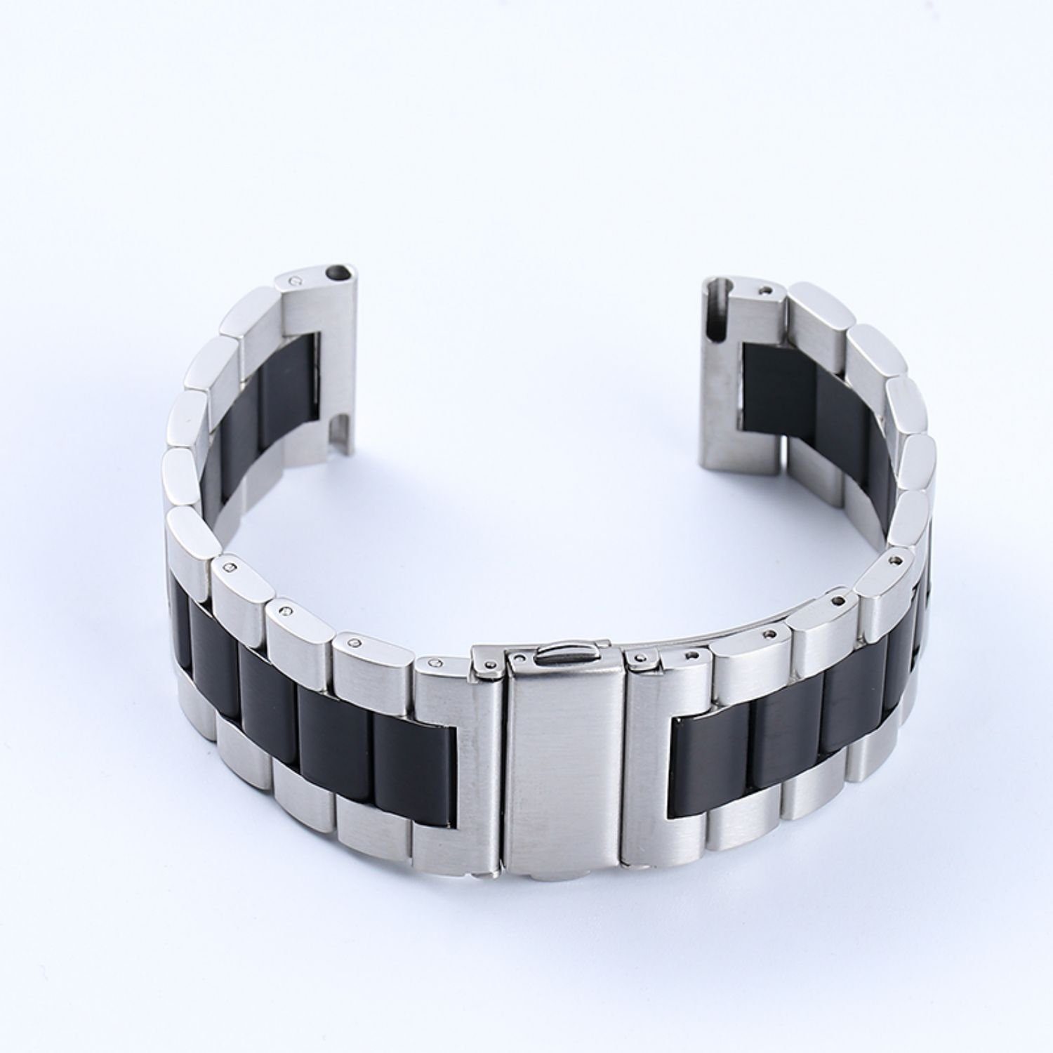 ELEKIN Smartwatch-Armband Edelstahl Armband Kompatible für Huawei GT 2/Huawei Watch GT2 Pro Silber und Schwarz