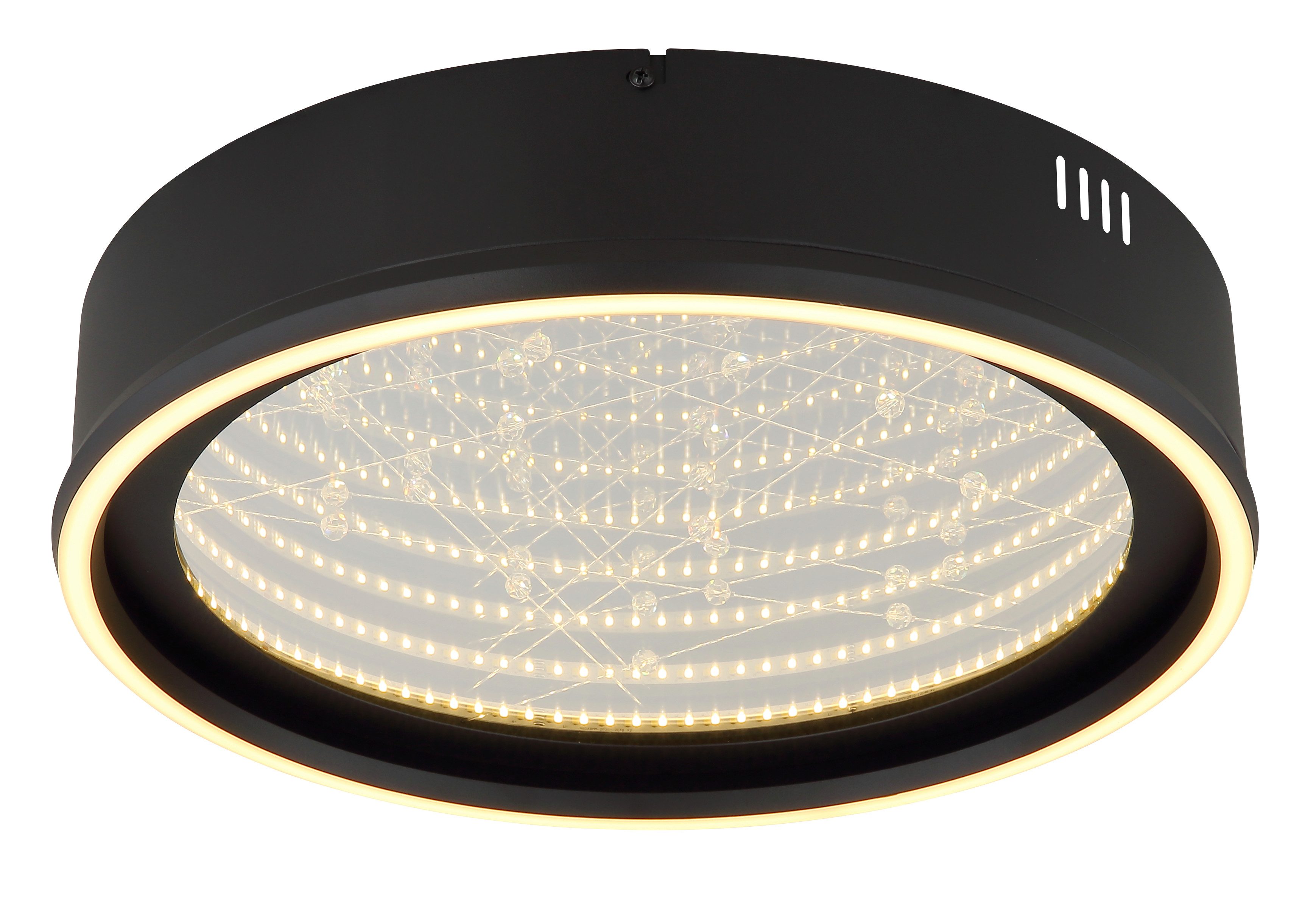 GLOBO LIGHTING Deckenleuchte MIRRORA, LED fest integriert, LED Deckenleuchte schwarz matt mit 3D Glas- und Kristalleffekt