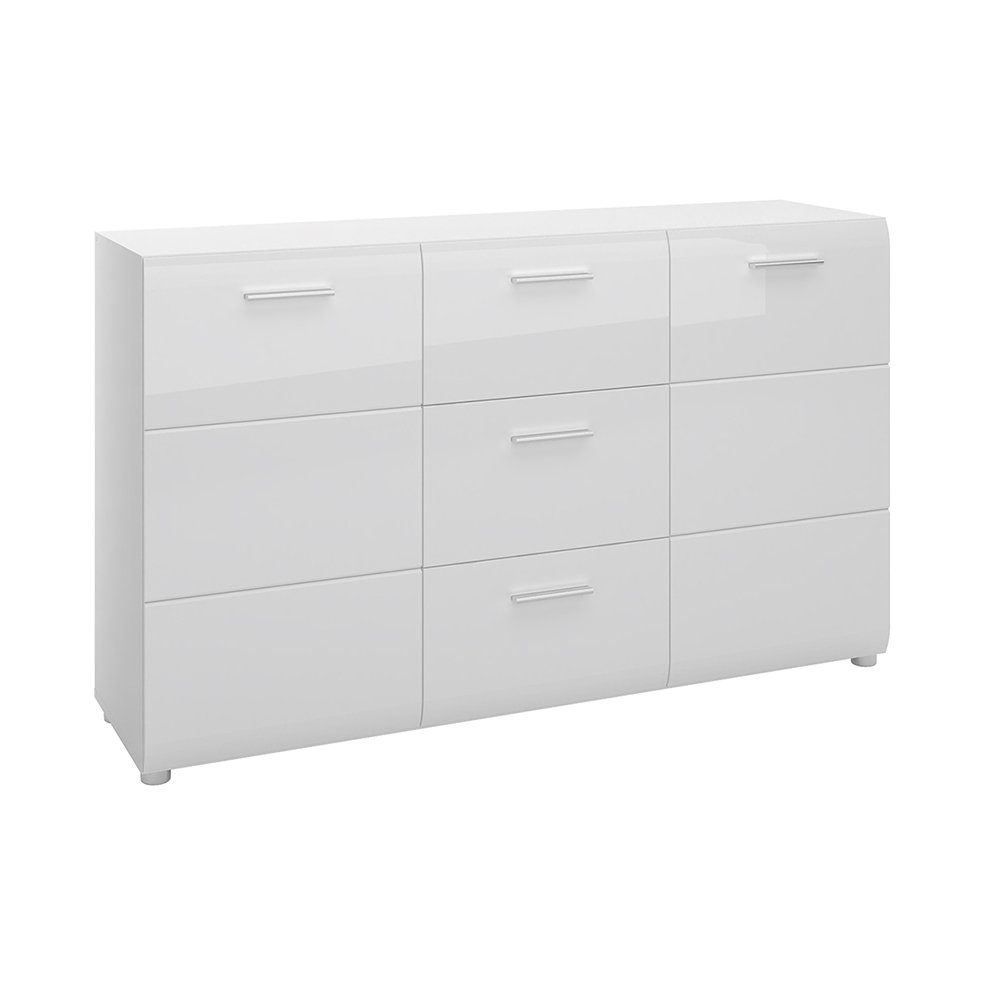 Lomadox Sideboard MALABO-129, Kommode Anrichte 144 cm in weiß Hochglanz günstig online kaufen