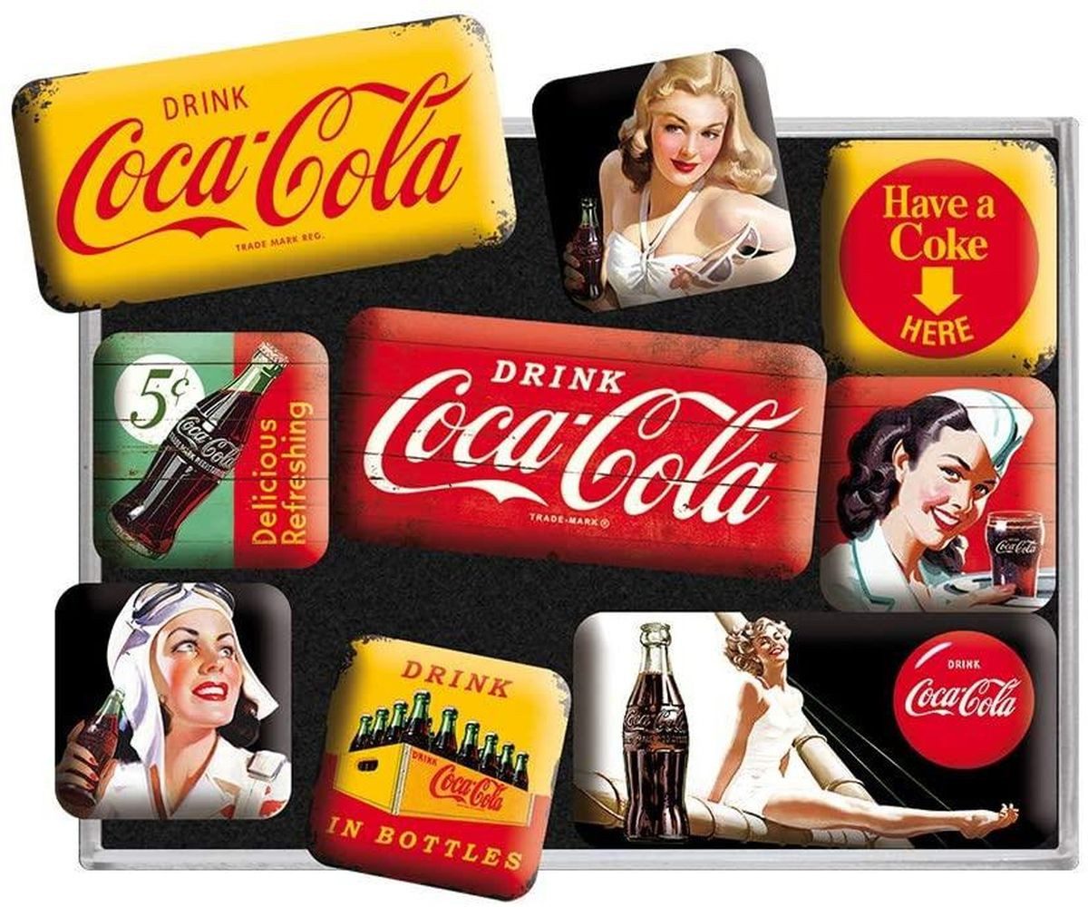 Nostalgic-Art Magnet 9tlg. Magnetset - Coca-Cola - Yellow Mix