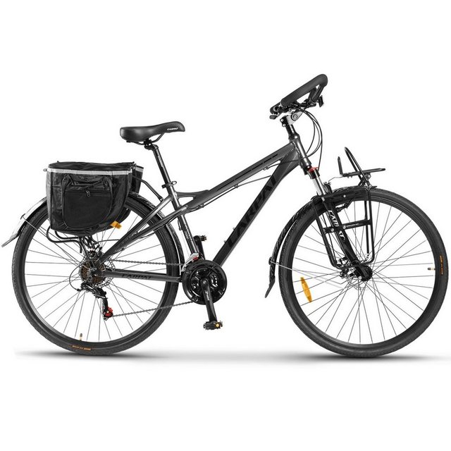 CARPAT SPORT Rennrad 28 Zoll Aluminium Rennrad, 700C Gravelbike mit Gepäckträger, 21 Gang Shimano Tourney Schaltwerk, Kettenschaltung, Trekkingrad, City Commuter Mountainbike Fahrrad