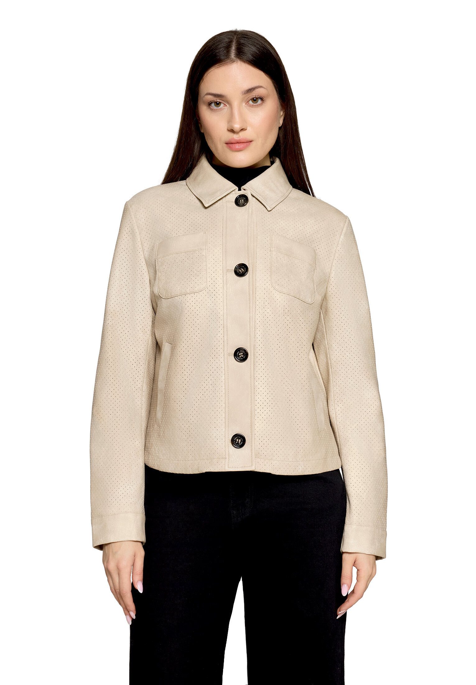 Amber & June Lederjacke Damen mit Kragen