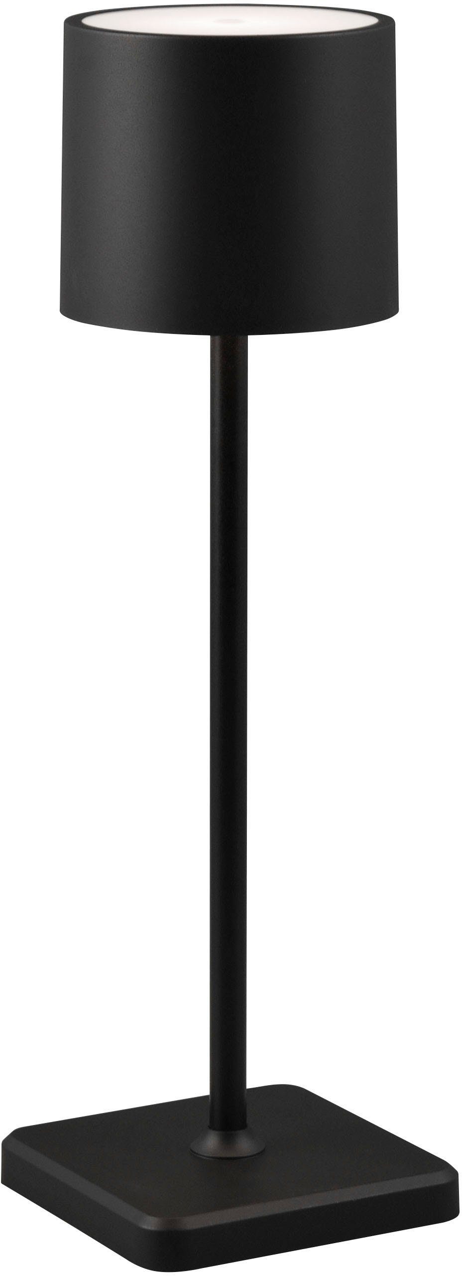 TRIO Leuchten LED Außen-Tischleuchte integriert, Garten schwarz Dimmfunktion, dimmbar Ladestation USB LED Farbwechsler, Lichtfarbe matt - kaltweiß, warmweiß Akku einstellbar Fernandez, fest USB-Ladefunktion, Tischlampe