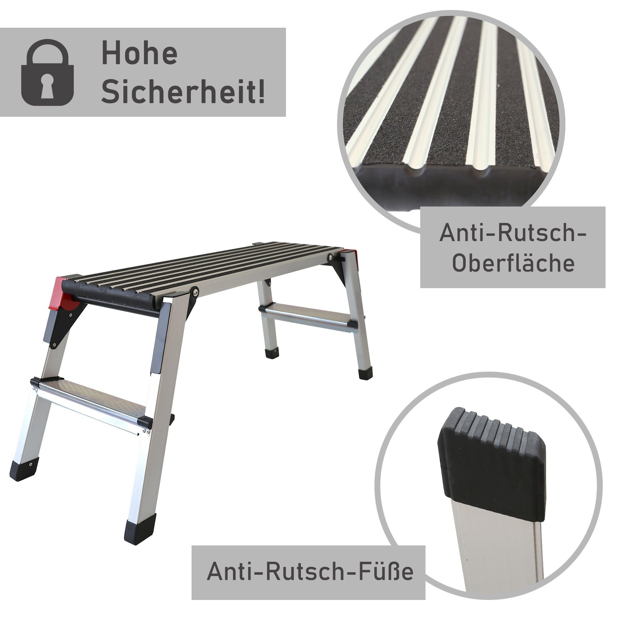 Lemodo Arbeitsplattform Arbeitsbühne mit Antirutsch-Belag, klappbar