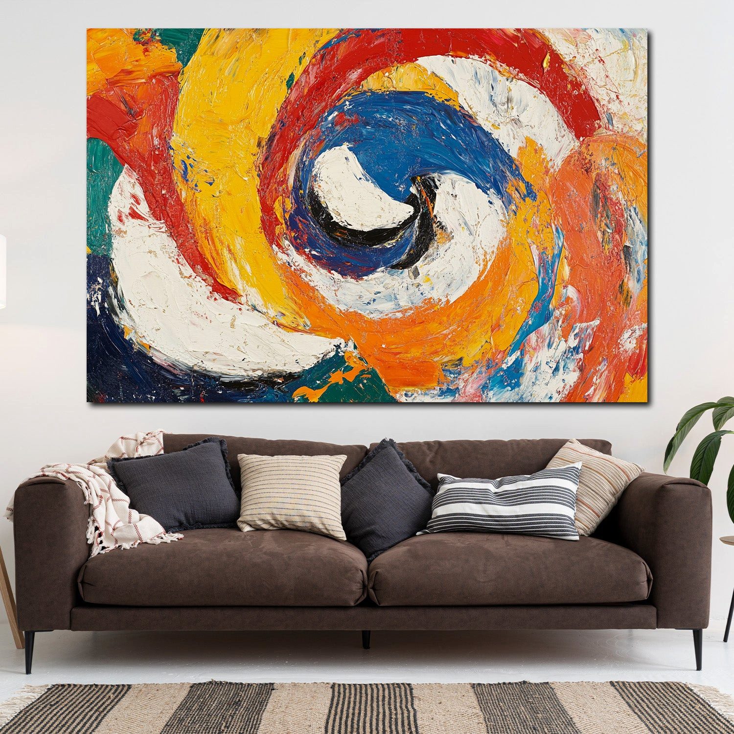 Artedinoi Leinwandbild Abstrakt Farbwirbel Gelb Blau Wandbild Leinwandbild Kunstdruck XL Wand, Farbwirbel in Gelb-Blau