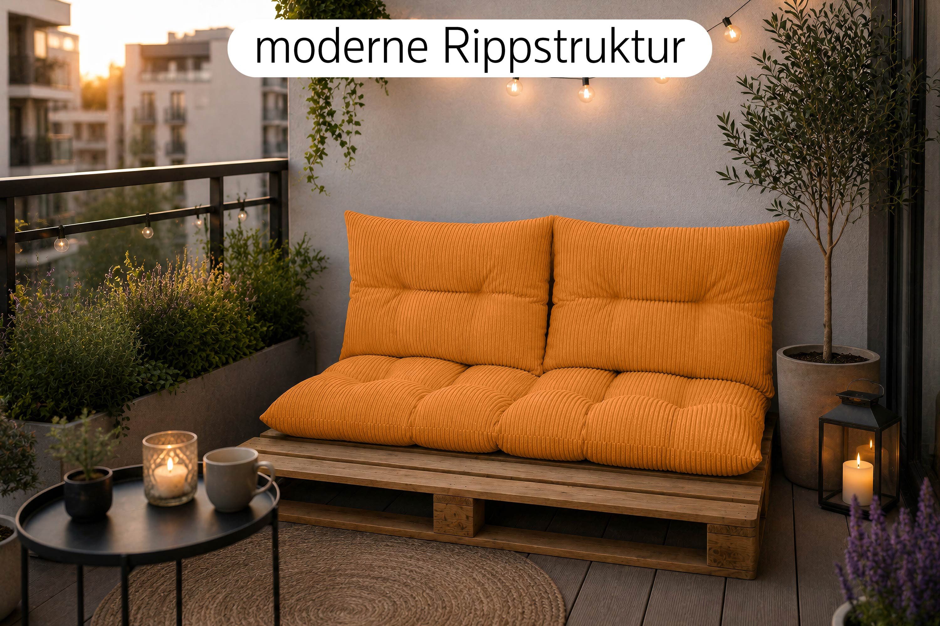 Amilian Palettenkissen Set 3-teilig Palettenauflagen für Europaletten, Balkon, Terrasse, Sitzkissen 120x60 cm + 2x Kissen 40x60 cm