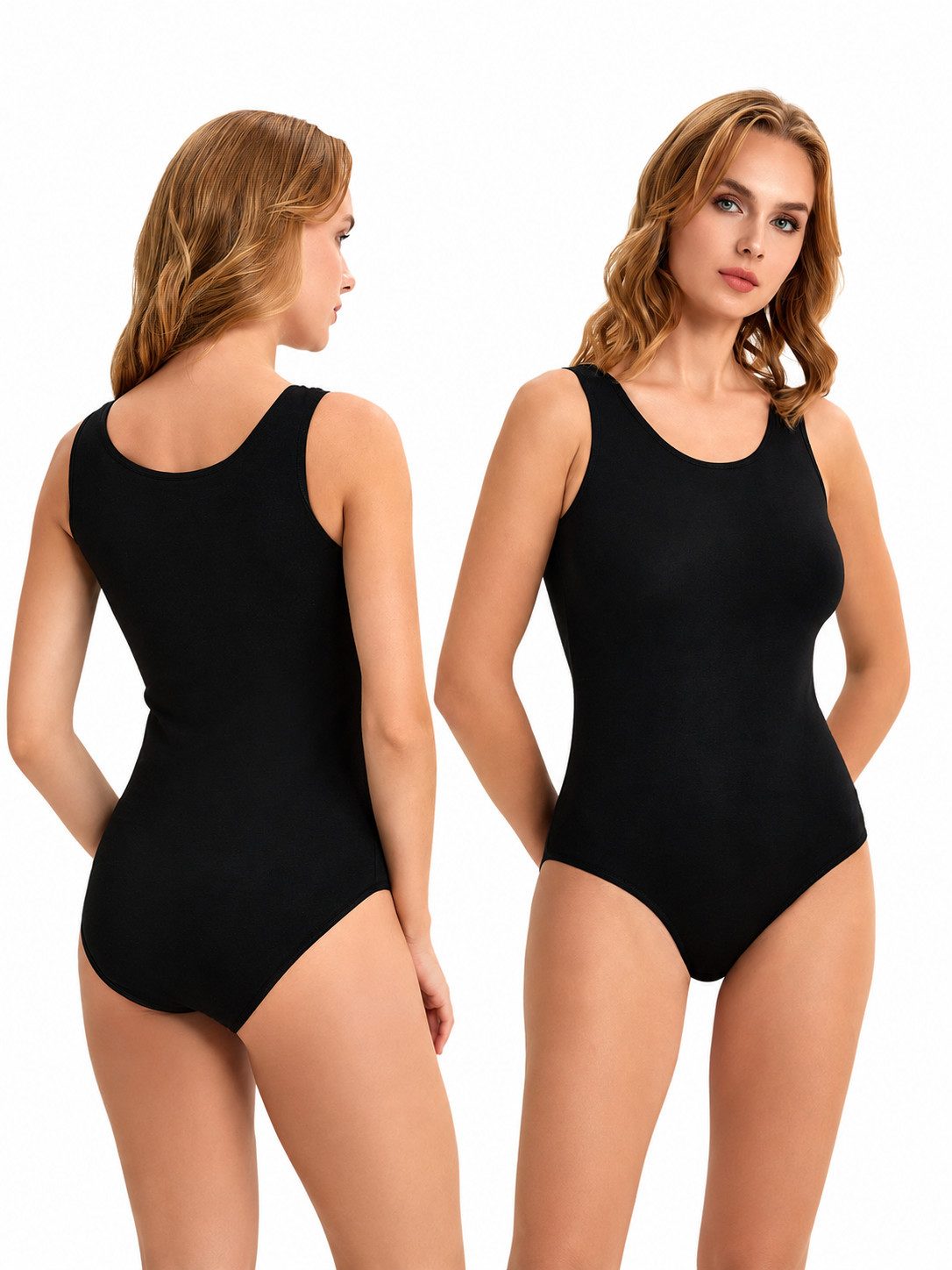 DDOnlineShop Body Damen mit Rundhalsausschnitt – Figurformender Bodys (Set, 2-tlg., 2er-Pack) Premium Qualität