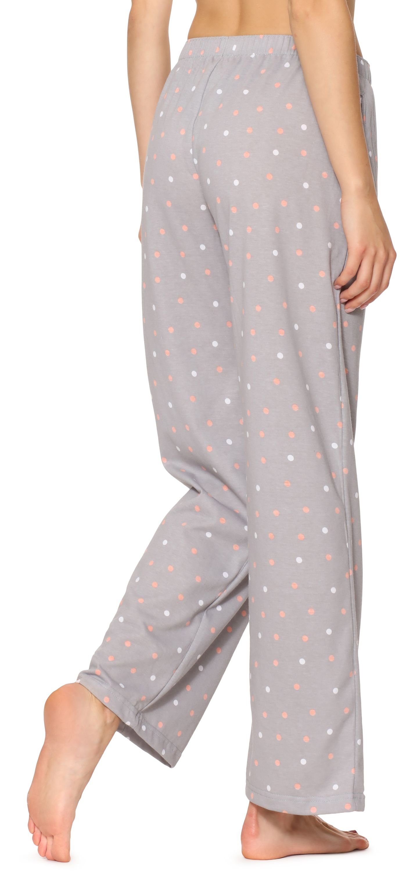 Merry Style Pyjamashorts (1-tlg) elastischer Damen Bund Schlafanzugshose MPP-001 Grau/Punkte