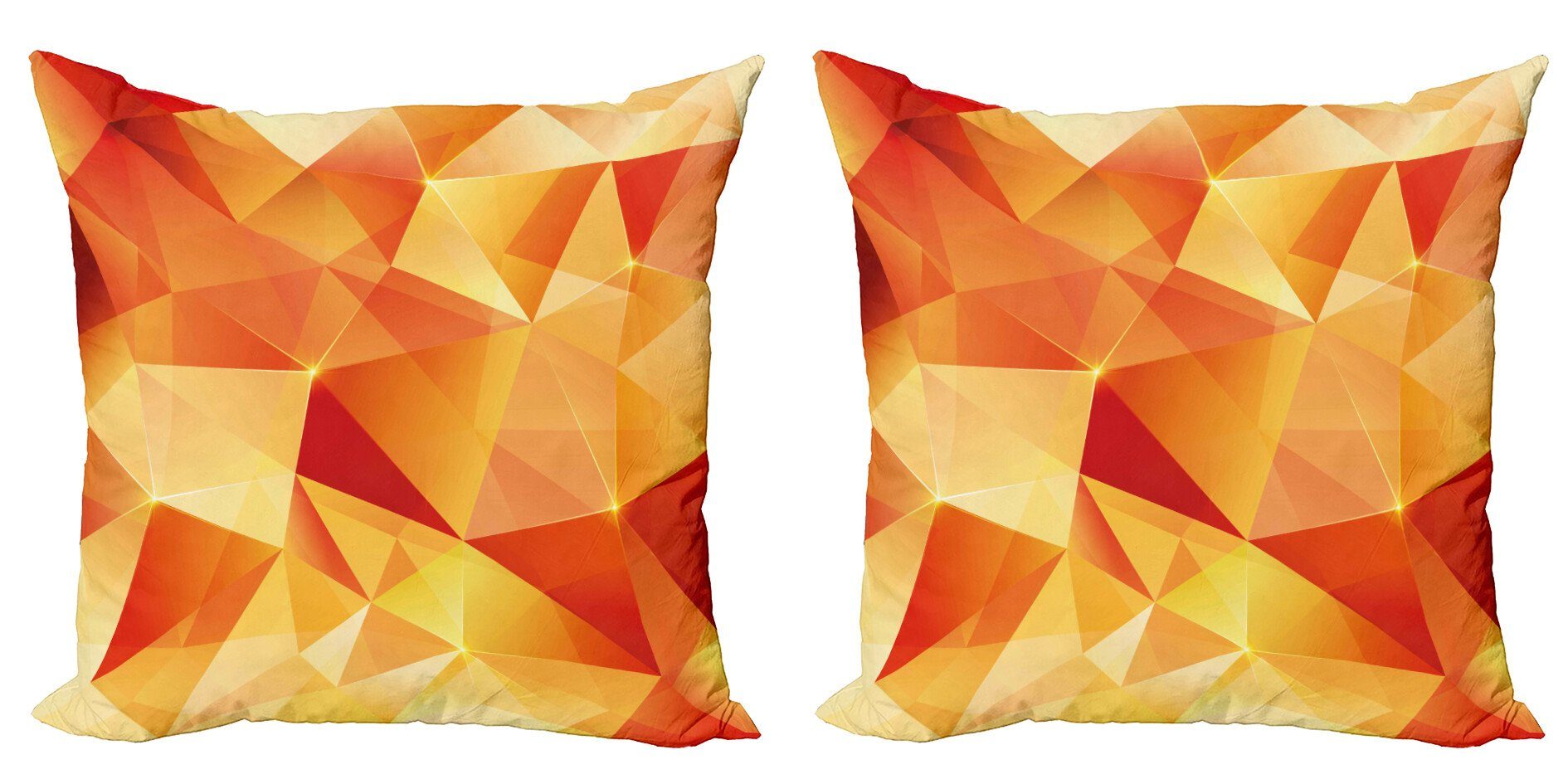 Kissenbezüge Modern Accent Doppelseitiger Digitaldruck, Abakuhaus (2 Stück), Abstrakt Orange Triangles Kunst