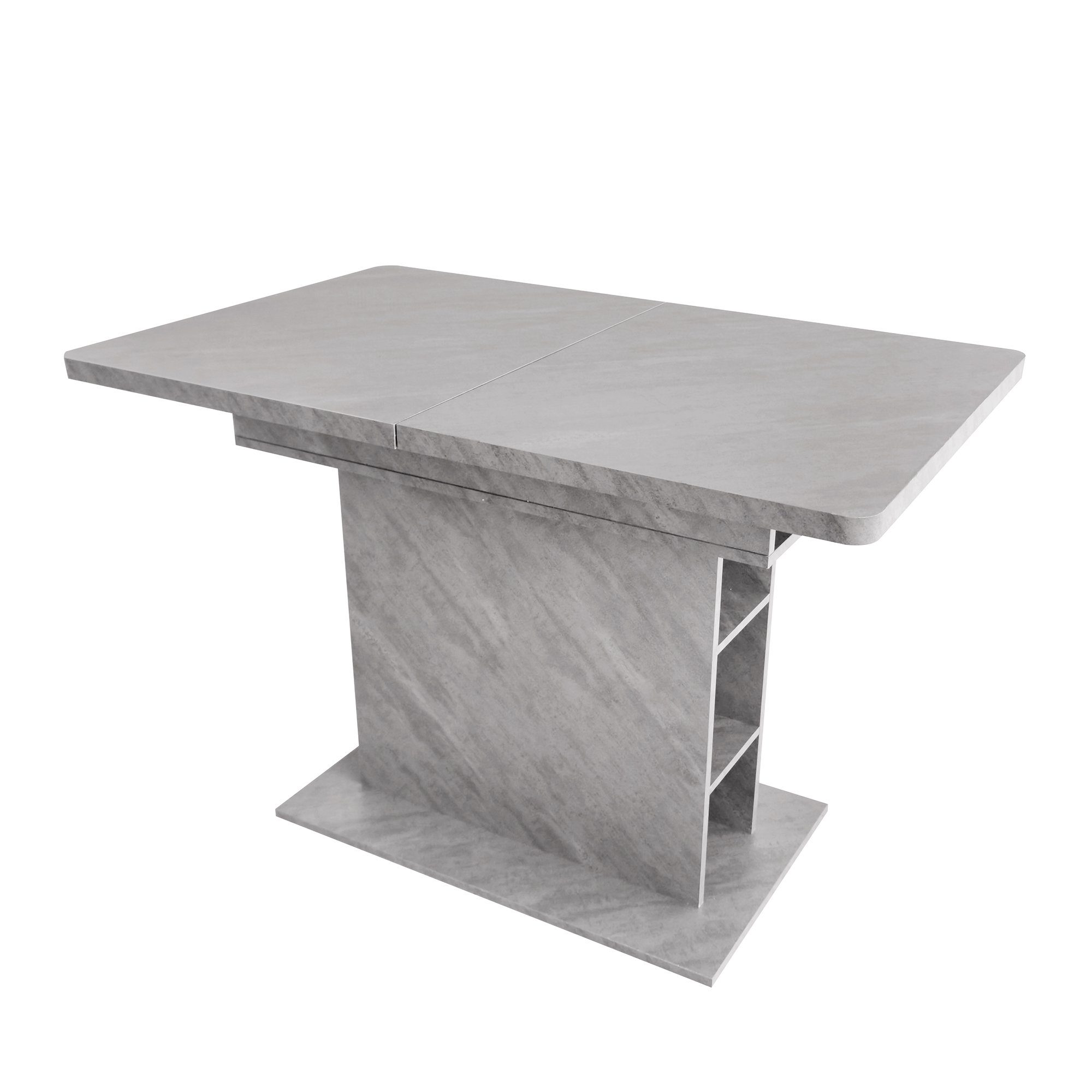 KLAM HOME Esstisch Küchentisch mit Stauraum (Tischplatte bis 130cm ausziehbar), 110x70x75 cm Esstisch Freizeittisch Couchtisch aus Metall und MDF – Bild 4 von 5