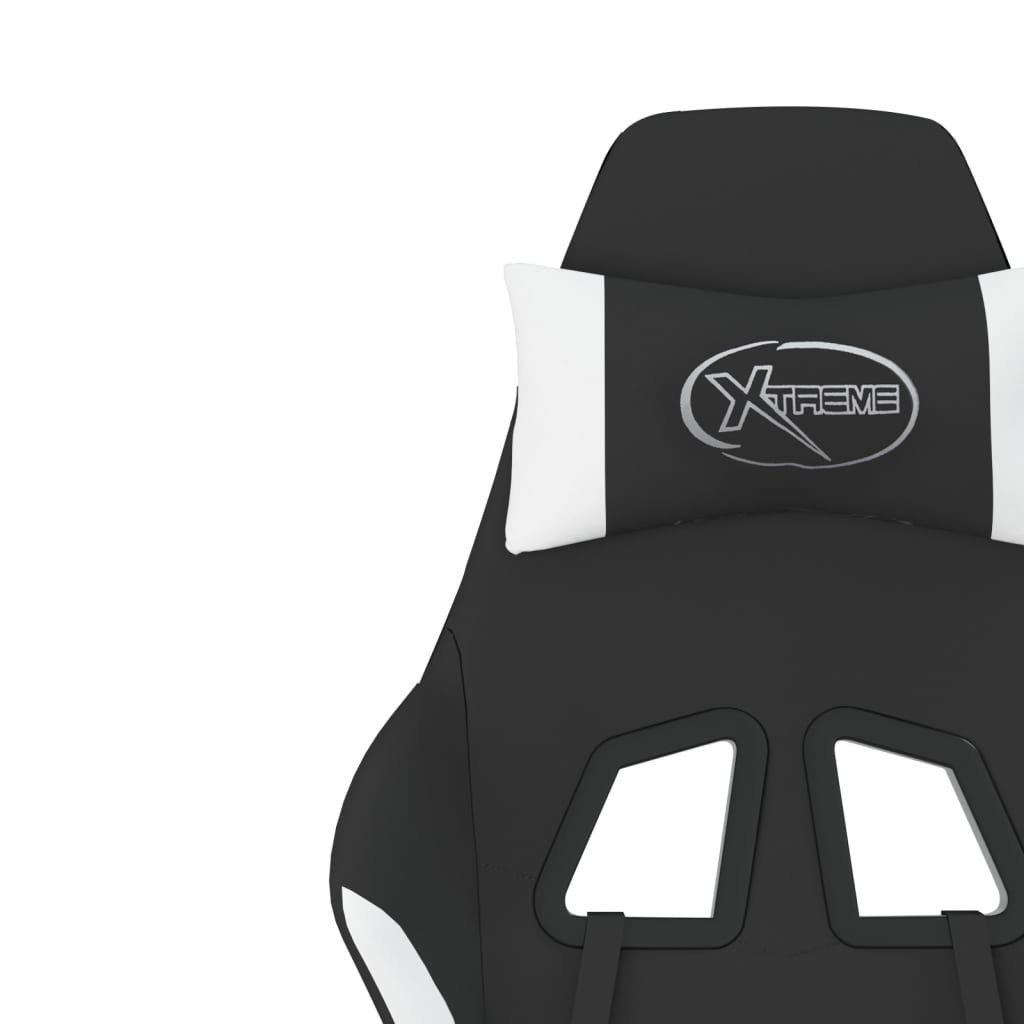 St) Weiß mit Fußstütze & Schwarz furnicato (1 Gaming-Stuhl und Massage Stoff
