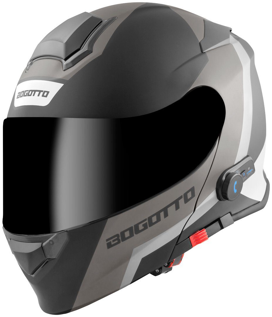 Bogotto Motorradhelm V271 BT Zabu Bluetooth Klapphelm, vorbereitet für Kommunikationssystem,integriertes Kommunikationss
