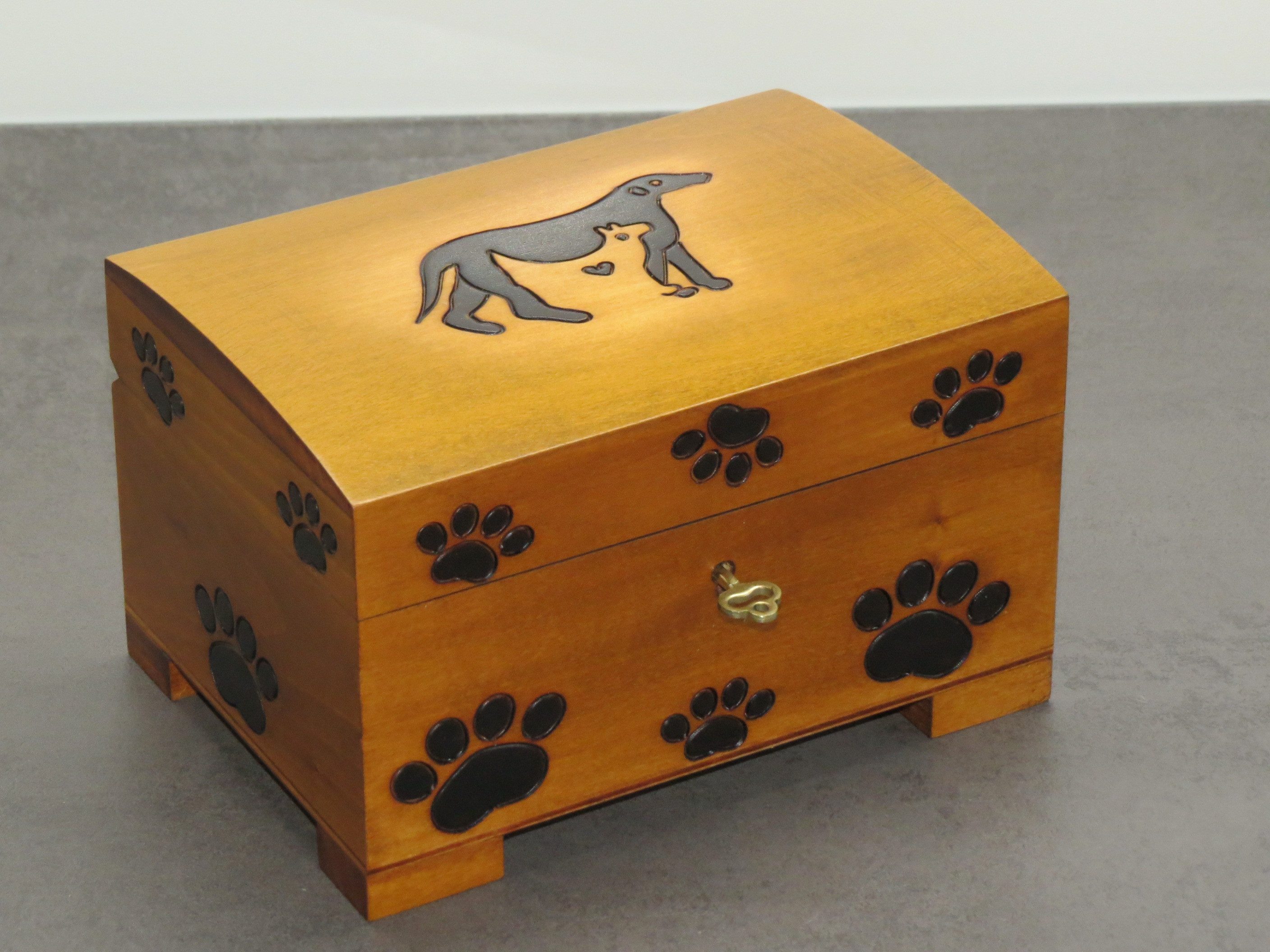 Holzprodukte Aufbewahrungsdose Schmuckkästchen Holzschatulle Holzkästchen Tatzen Hund Katze Box Holz