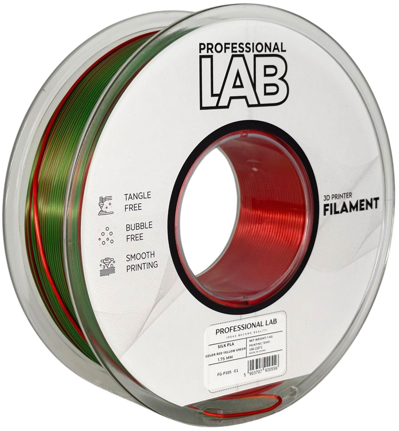 Prof. Lab Filament Silk PLA Filament Mehrfarbig 1KG 1.75mm, Rainbow Filament
