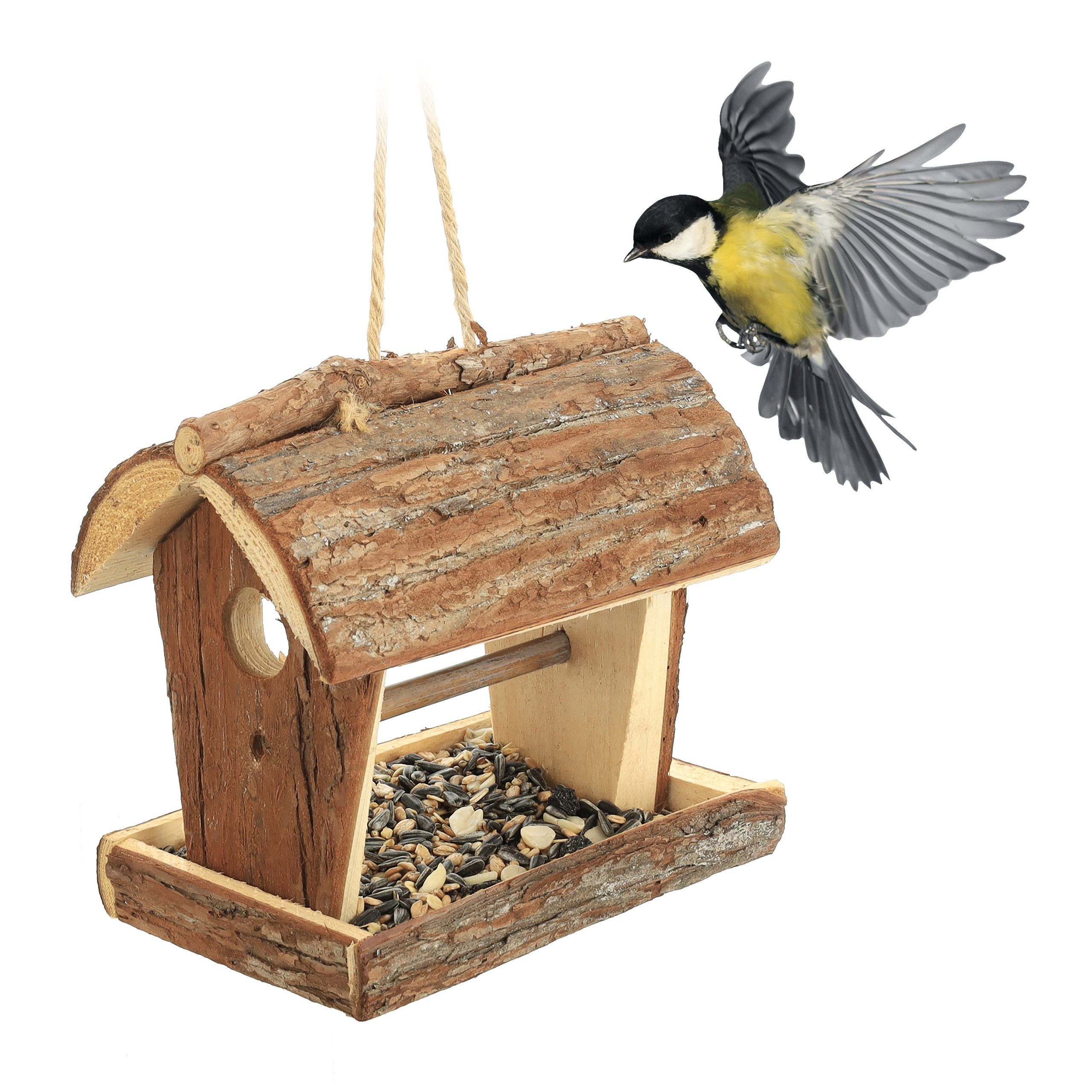 relaxdays Vogelhaus Holz Vogelfutterhaus zum Aufhängen günstig online kaufen