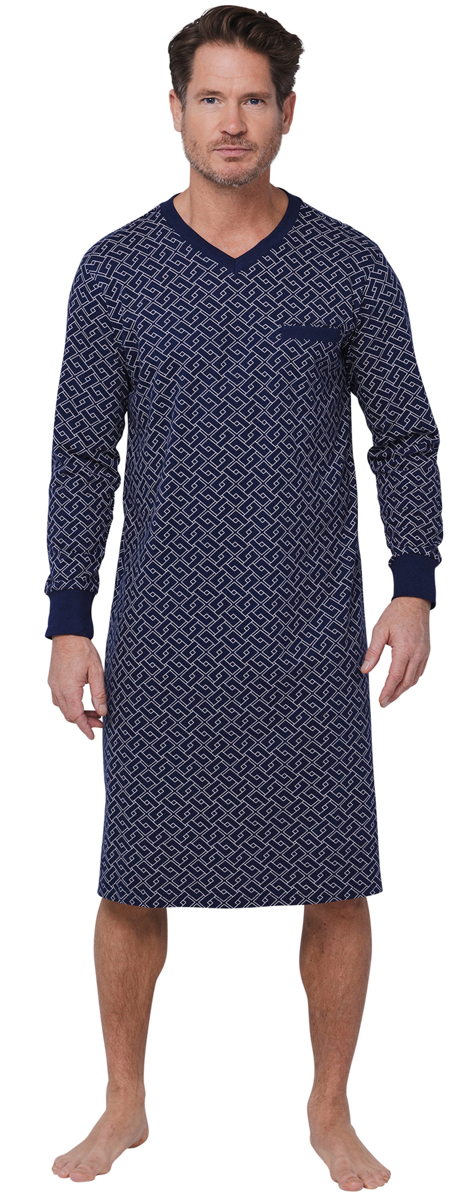 Pastunette Nachthemd Herren Schlafshirt mit langem Arm (1-tlg) Baumwolle günstig online kaufen