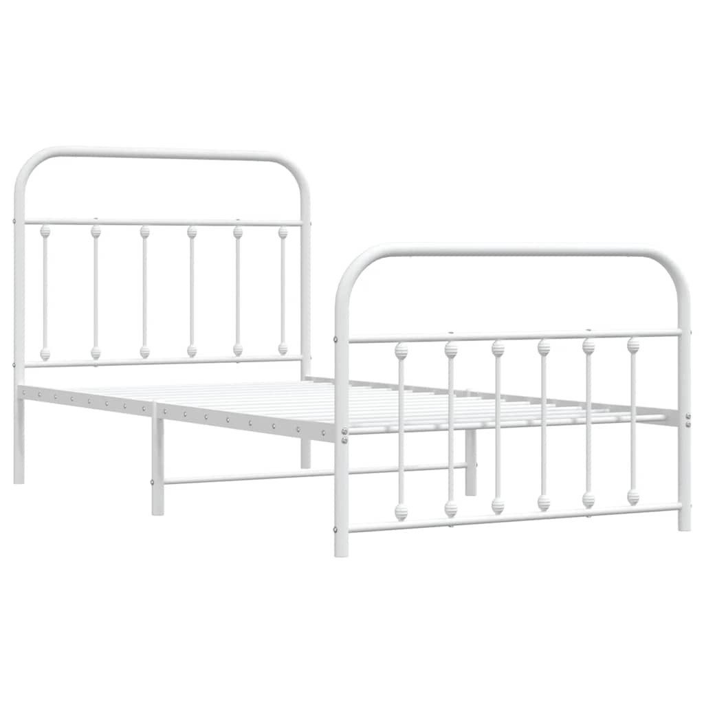 vidaXL Bettgestell, Bettrahmen mit Kopf- und Fußteil Metall Weiß 100x190 cm günstig online kaufen