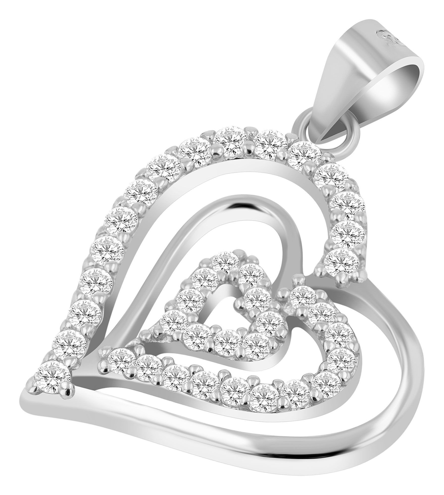 Kettenanhänger Anhänger – Herzanhänger aus 925 Silber mit Zirkonia