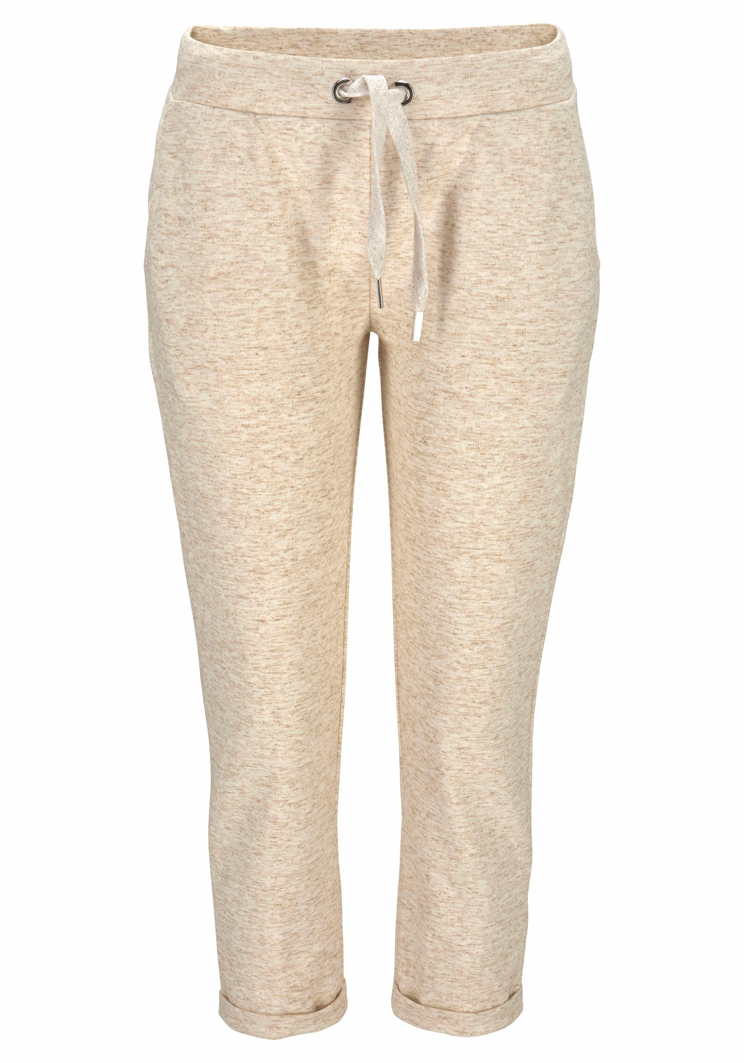 LASCANA Loungeanzug beige-meliert 7/8-Beinlänge, mit Relaxhose