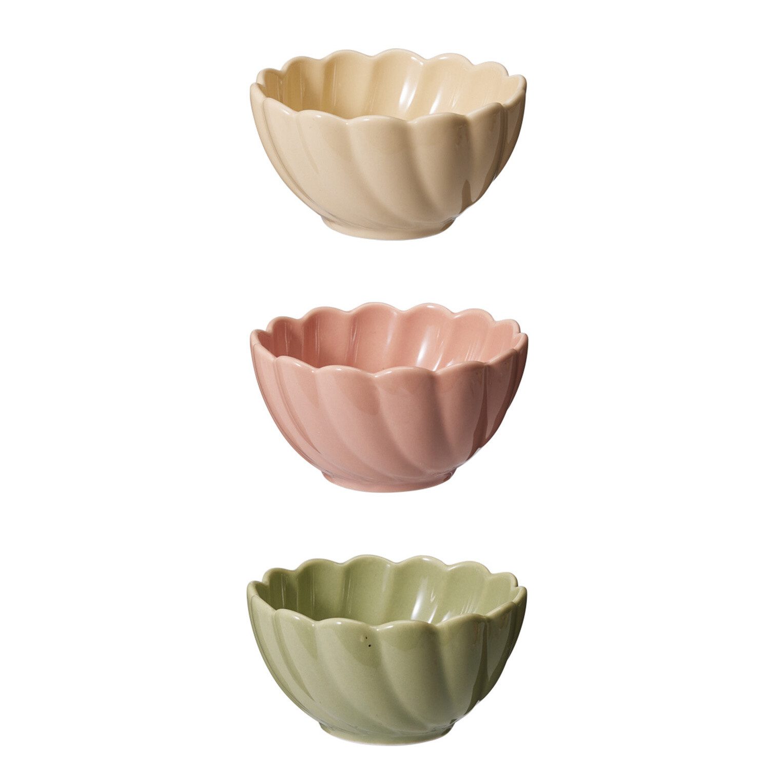 Excellent Houseware Schüssel Set aus 3 Blumenschalen, 150 ml, Keramik