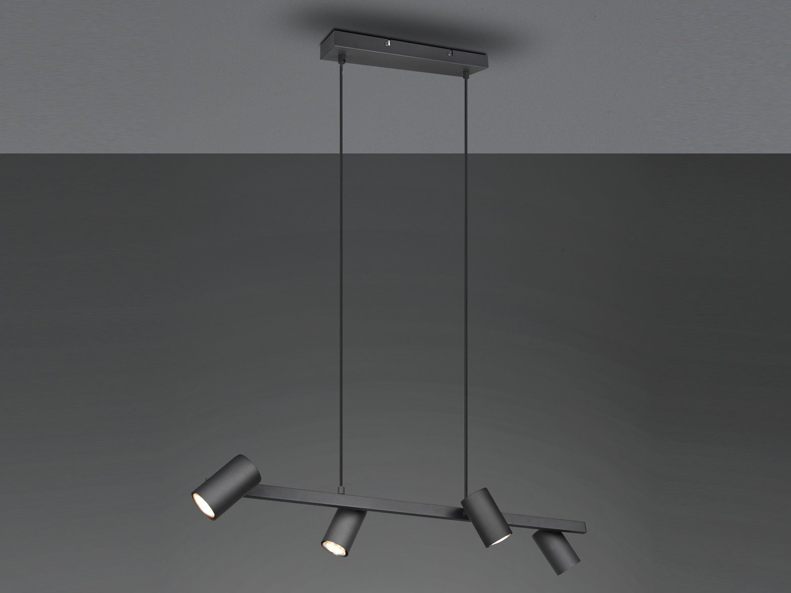 TRIO Leuchten LED Pendelleuchte, Dimmfunktion, LED wechselbar, Warmweiß, mehrflammig Esstisch-lampe modern über Kochinsel, Schwarz Breite 80cm