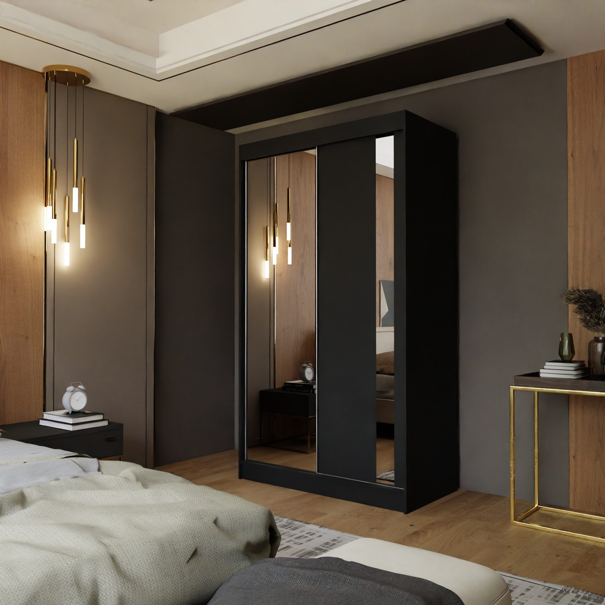 Beautysofa Schwebetürenschrank Gaja (weiß, schwarz, graphit, artisan, Kasch günstig online kaufen