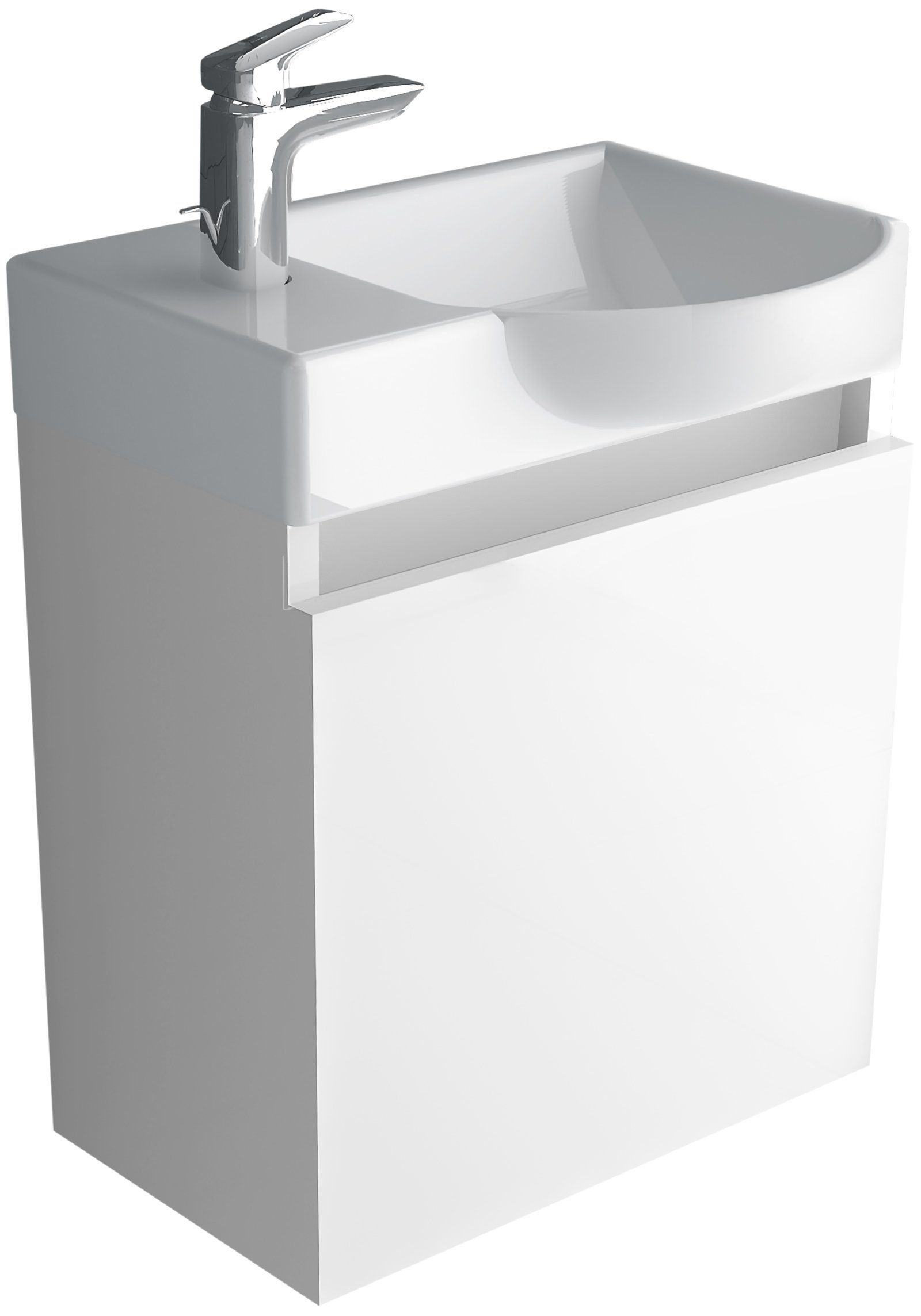 Alpenberger Waschbecken Gäste WC Waschbecken mit Unterschrank - Hängeschrank Vormontiert (2-tlg. Unterschrank mit Waschbecken, Badezimmerschrank Set - Gäste WC Möbel), Waschbeckenunterschrank Weiss - Bad Schrank Hängend