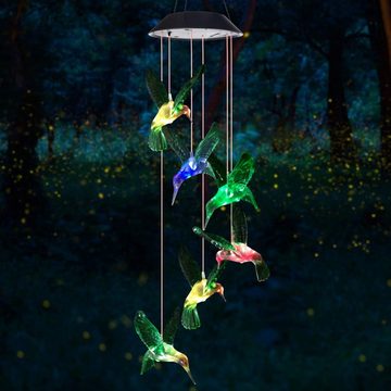 LA CUTE LED Solarleuchte Solar-Kolibri-Windspiel: Perfekte Geschenkidee für drinnen und draußen, LED fest integriert, Bunt, Solarbetrieben, Farbwechsel bei Nacht, Leicht zu installieren