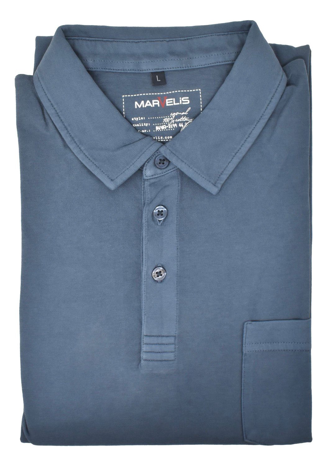 MARVELIS - Poloshirt Polokragen - Casual Fit Poloshirt - - Einfarbig Dunkelblau