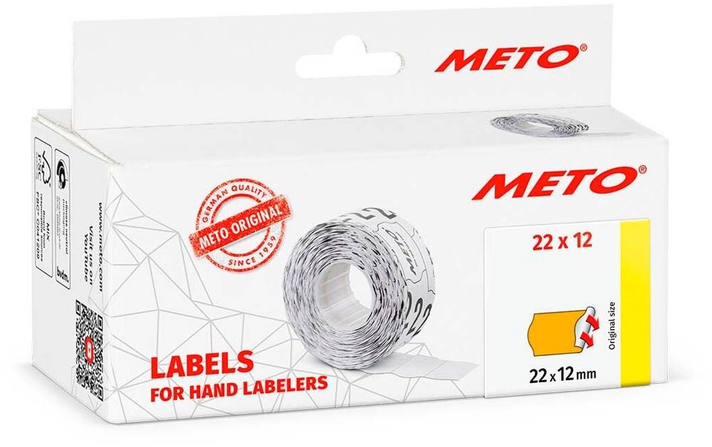METO Etikettenrolle METO Preisetiketten leuchtorange permanent 22,0 x 12,0 mm