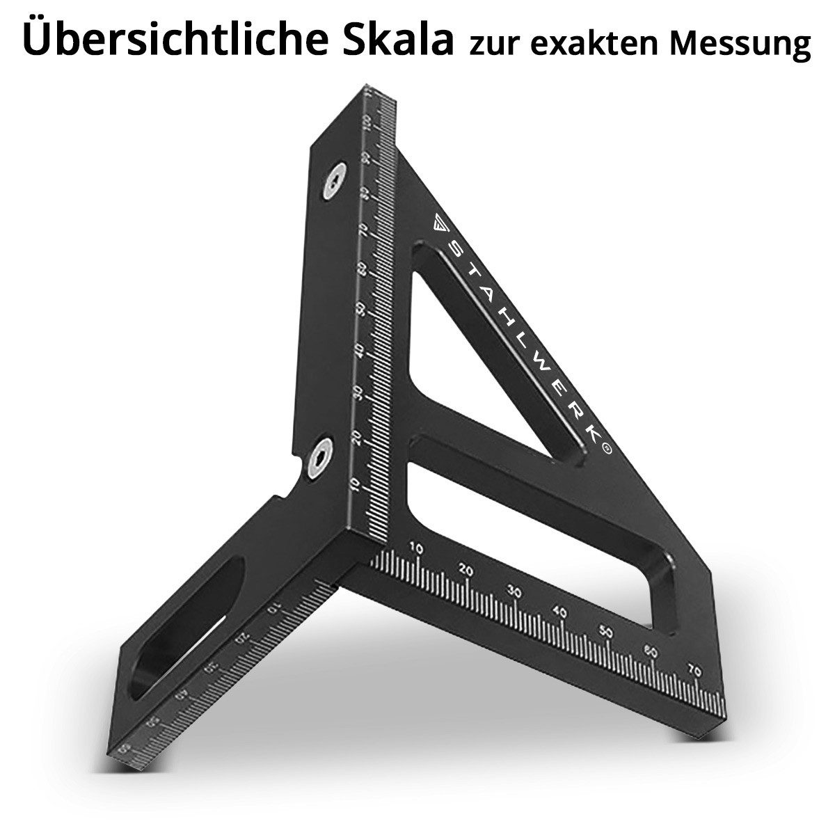 STAHLWERK Winkelmesser Gehrungswinkel mit Anschlag 3D-Winkel Gehrmaß, L:15,5 cm, (Set, Einzelartikel), besitzt integrierte Profilschablonen