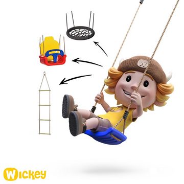 Wickey Spielturm-Spielzeugset Strickleiter für Kinder mit 4 Sprossen - Ideal für kreative Abenteuer, (Maximales Benutzergewicht 70 kg), 145x30 cm, Hartholzsprossen, Polypropylenseile