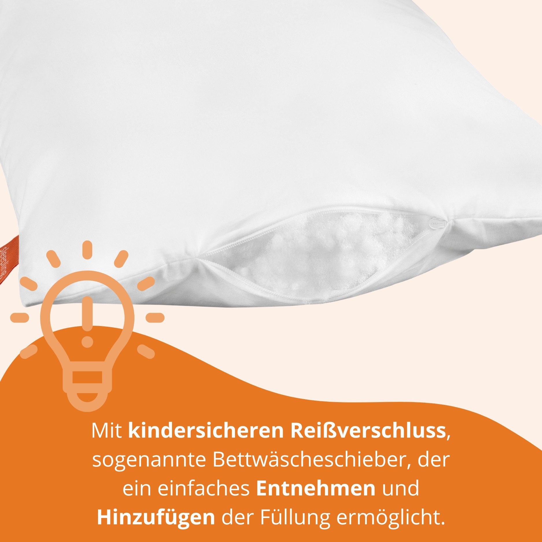 sleepling Kopfkissen Kinderkopfkissen, Füllung: 100% Hohlfaserkugeln, Bezug: Baumwolle, Seitenschläfer, Bauschschläfer, Rückenschläfer, 1x Kopfkissen, für Kinde – Bild 5 von 5