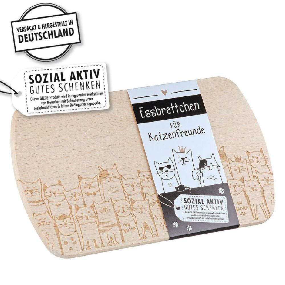 GILDE Schneidebrett Holzbrett Brettchen Katzenbande mit Katzenmotiv