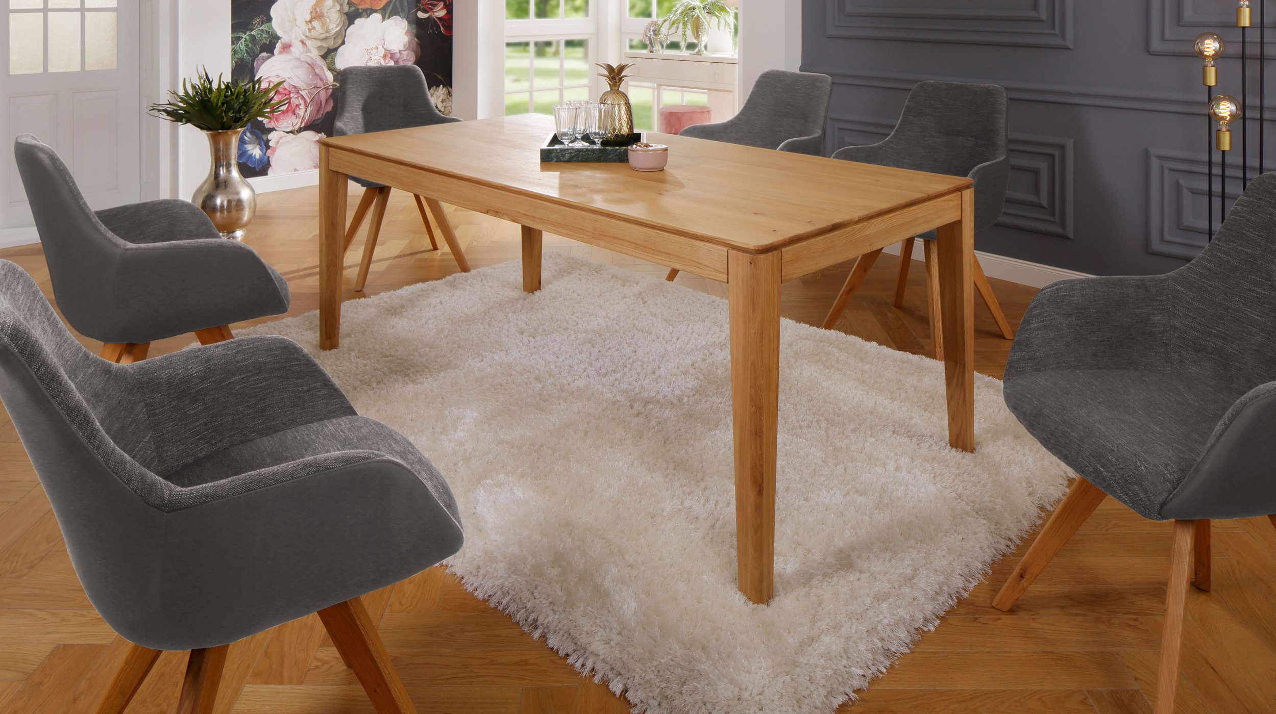 Massivart® Esstisch FLAVIA 160 - 245 cm / ausziehbar / Massivholztisch Wild günstig online kaufen