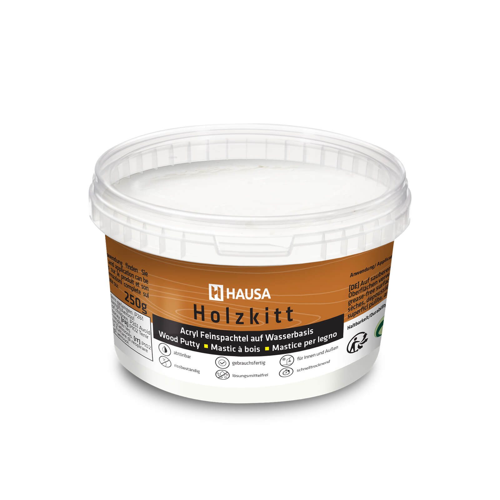 Hausa Holz-Reparaturset Holzkitt, 250g gebrauchsfertig ausgezeichnete Füllkraft rissbeständig, 1-St., Gramm Weiß Holzspachtelmasse Kitt für Holz, Holzspachtel/Füllmasse zum Reparieren