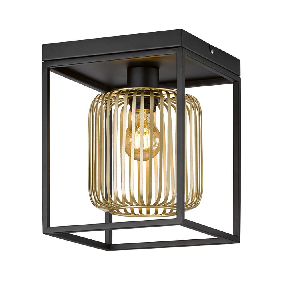 FISCHER & HONSEL Deckenleuchte, Leuchtmittel nicht inklusive, Deckenleuchte Wohnzimmerlampe Deckenlampe Metall Schwarz Gold L 23 cm