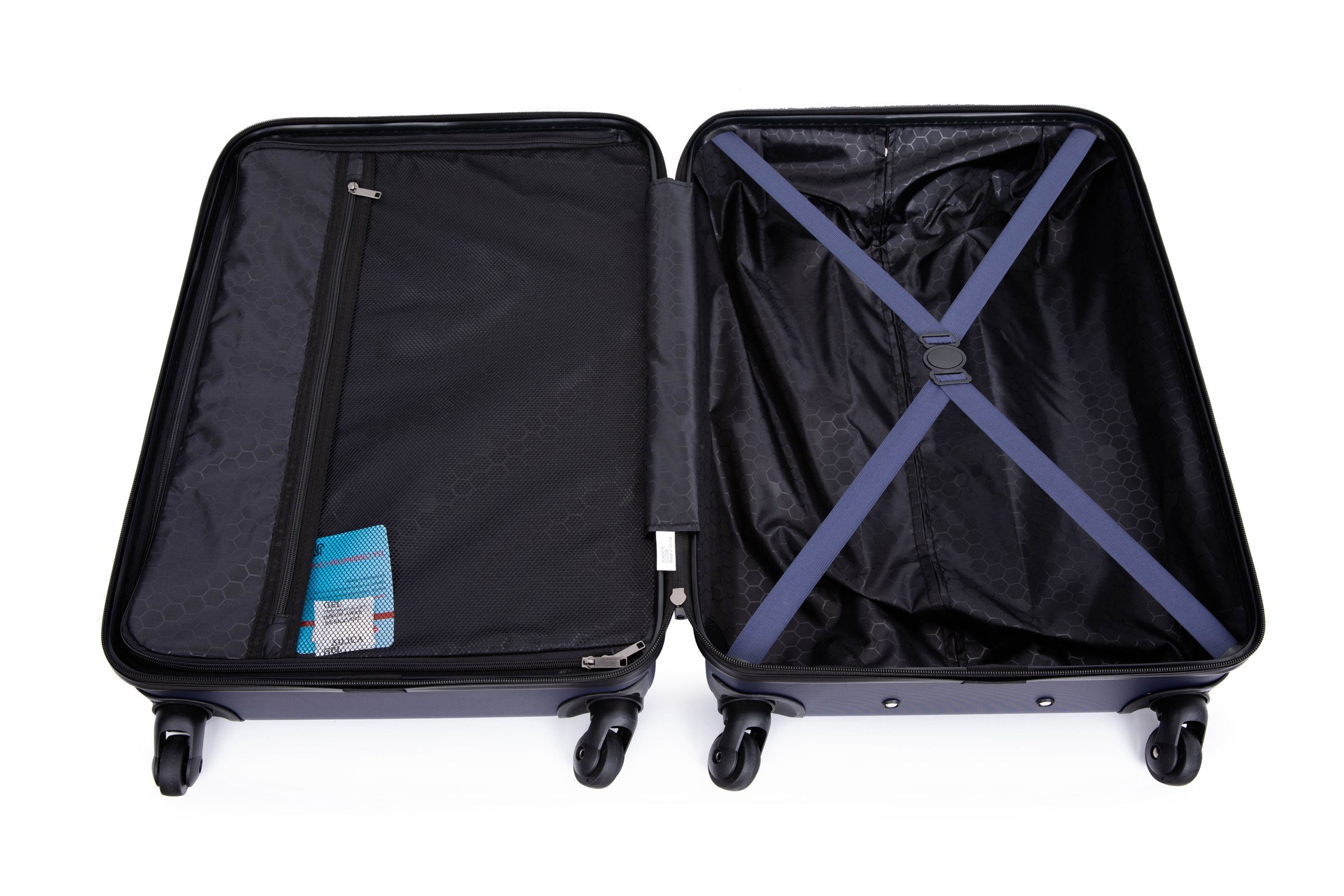 Travelhouse Trolleyset Bali, 4 Rollen, (Komplett Set, 3 tlg., 3-er Koffer Set), Inneinader stapelbar. Standfüße mit Hängefunktion M&L. – Bild 3 von 5