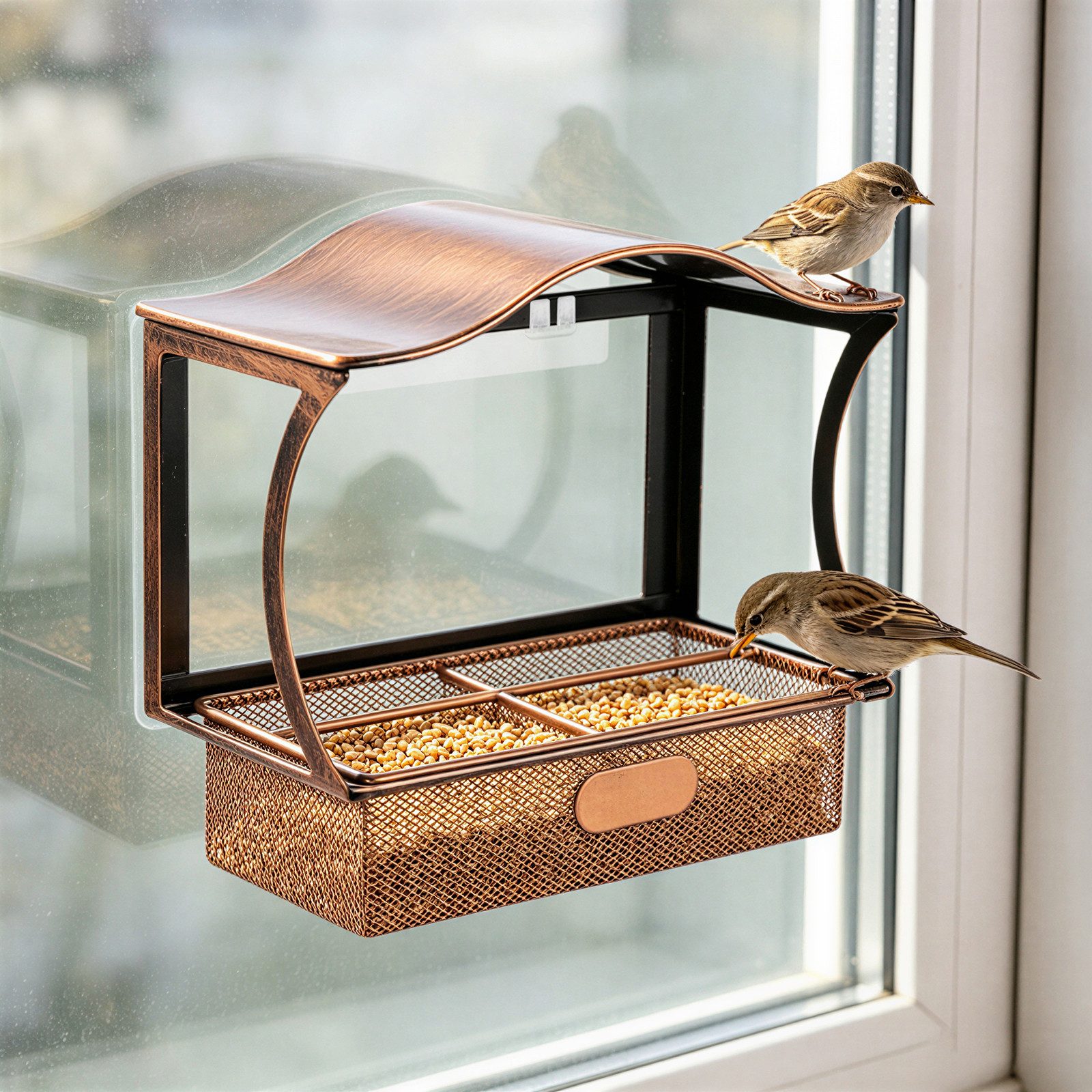 LEMLIT Vogelhaus Vogelfutterspender für Fenster, Fenster Vogelfutterspender mit starken Saugnäpfen für Vögel, Balkon