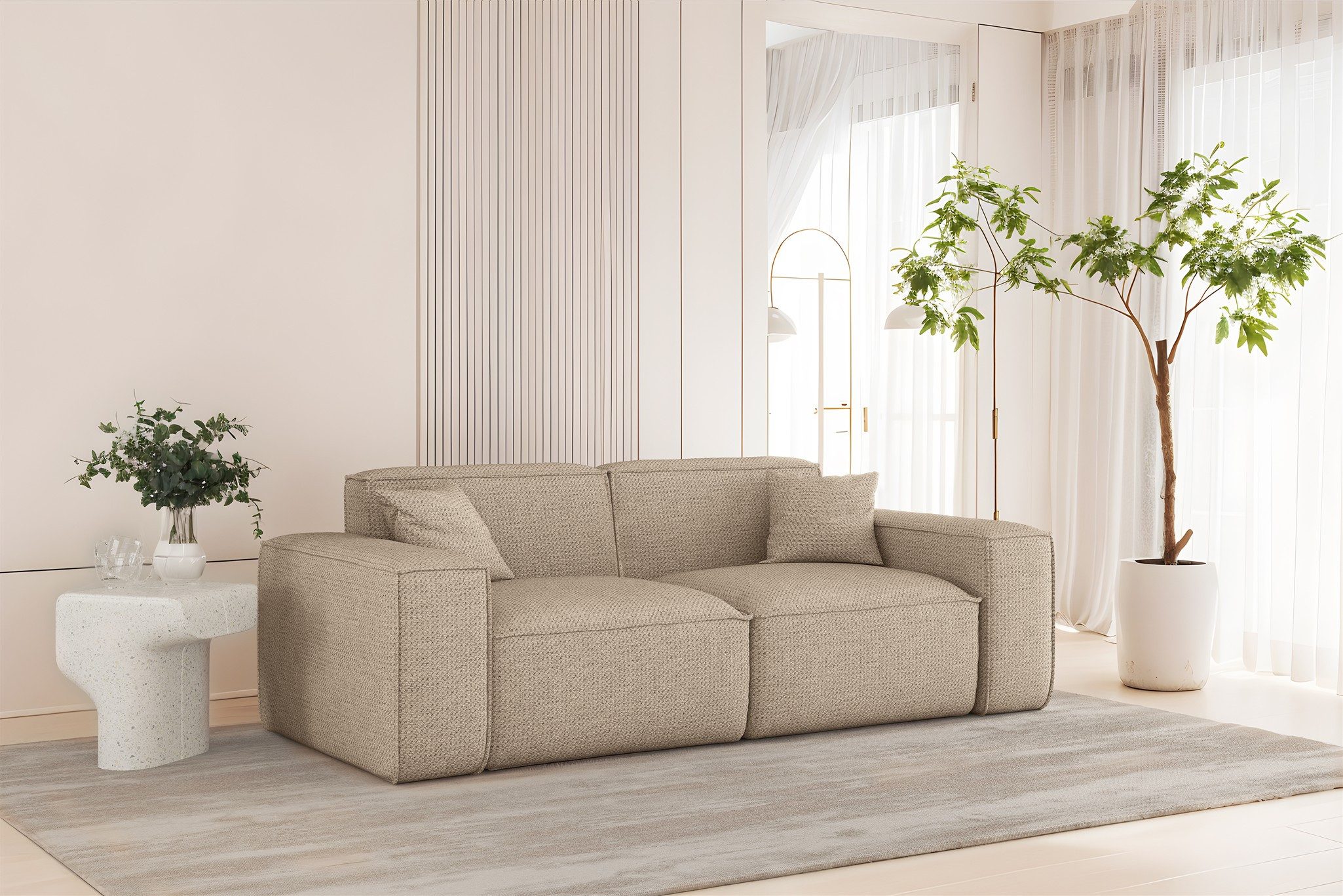 Fun Möbel 2-Sitzer Sofa Designersofa FUN PEREZ PREMIUM in Stoff Artico, PEREZ PREMIUM, inkl. 2 Zierkissen