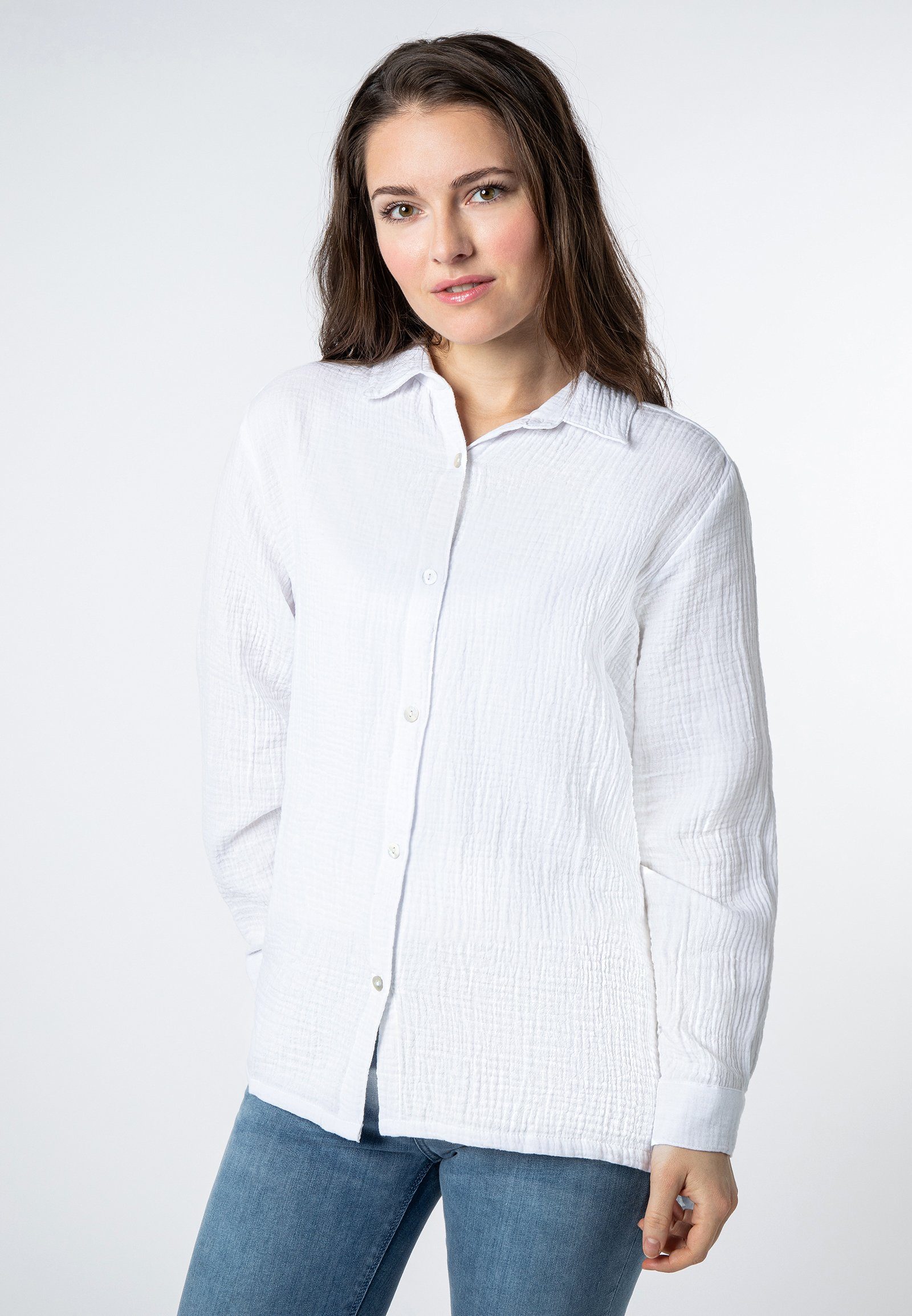 SUBLEVEL Langarmbluse Overcut Musselin Bluse Oversize günstig online kaufen