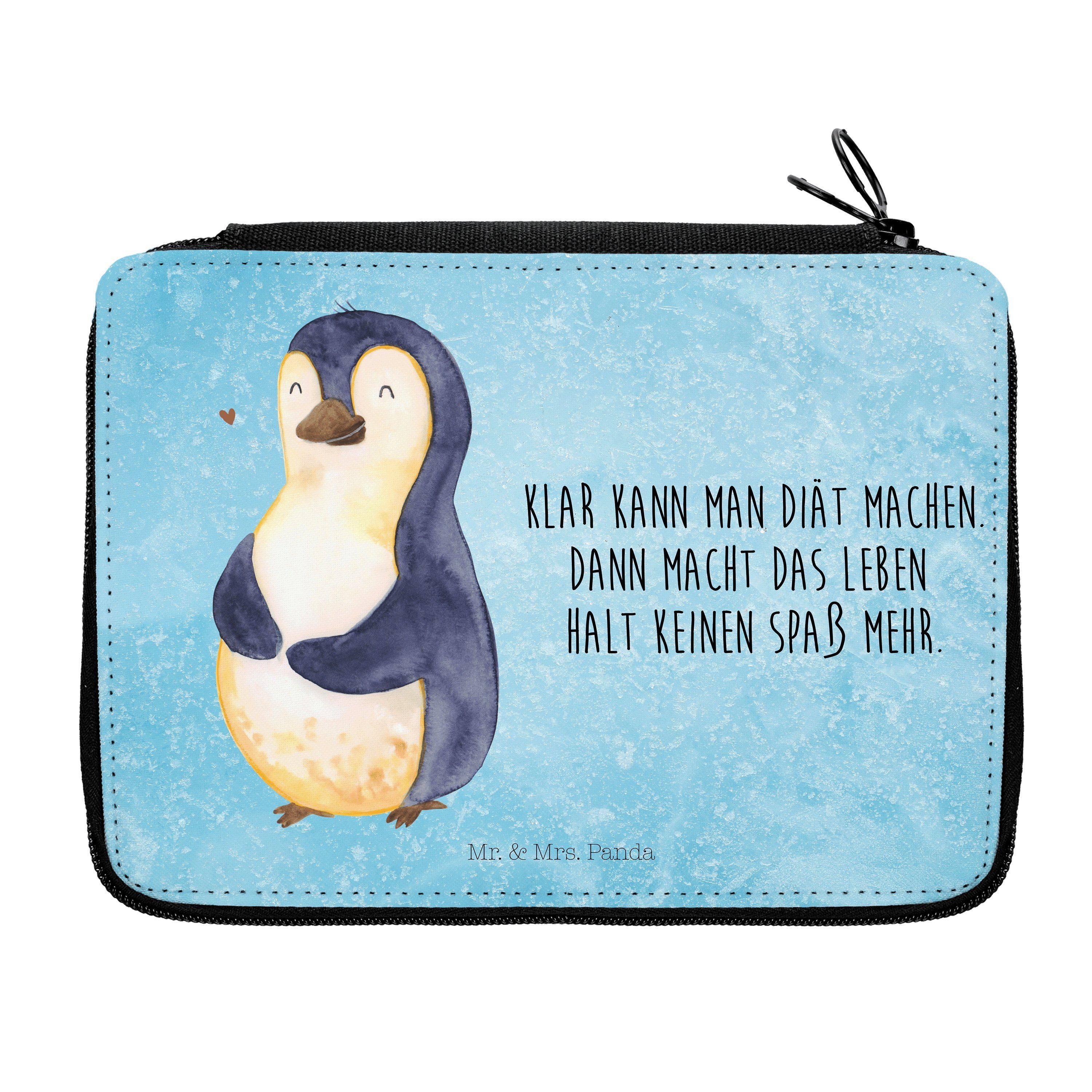 Mr. & Mrs. Panda Federmäppchen Pinguin Diät - Eisblau - Geschenk, Federmäppchen, Abnehmen, glücklich, (1-tlg)