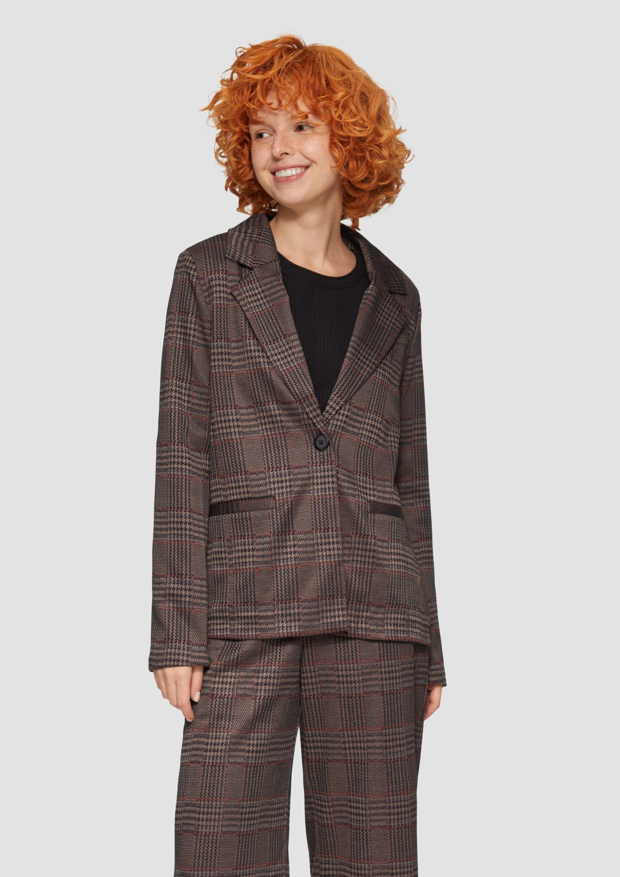QS Jackenblazer Indoor-Blazer Karierter Blazer aus Viskosemix günstig online kaufen