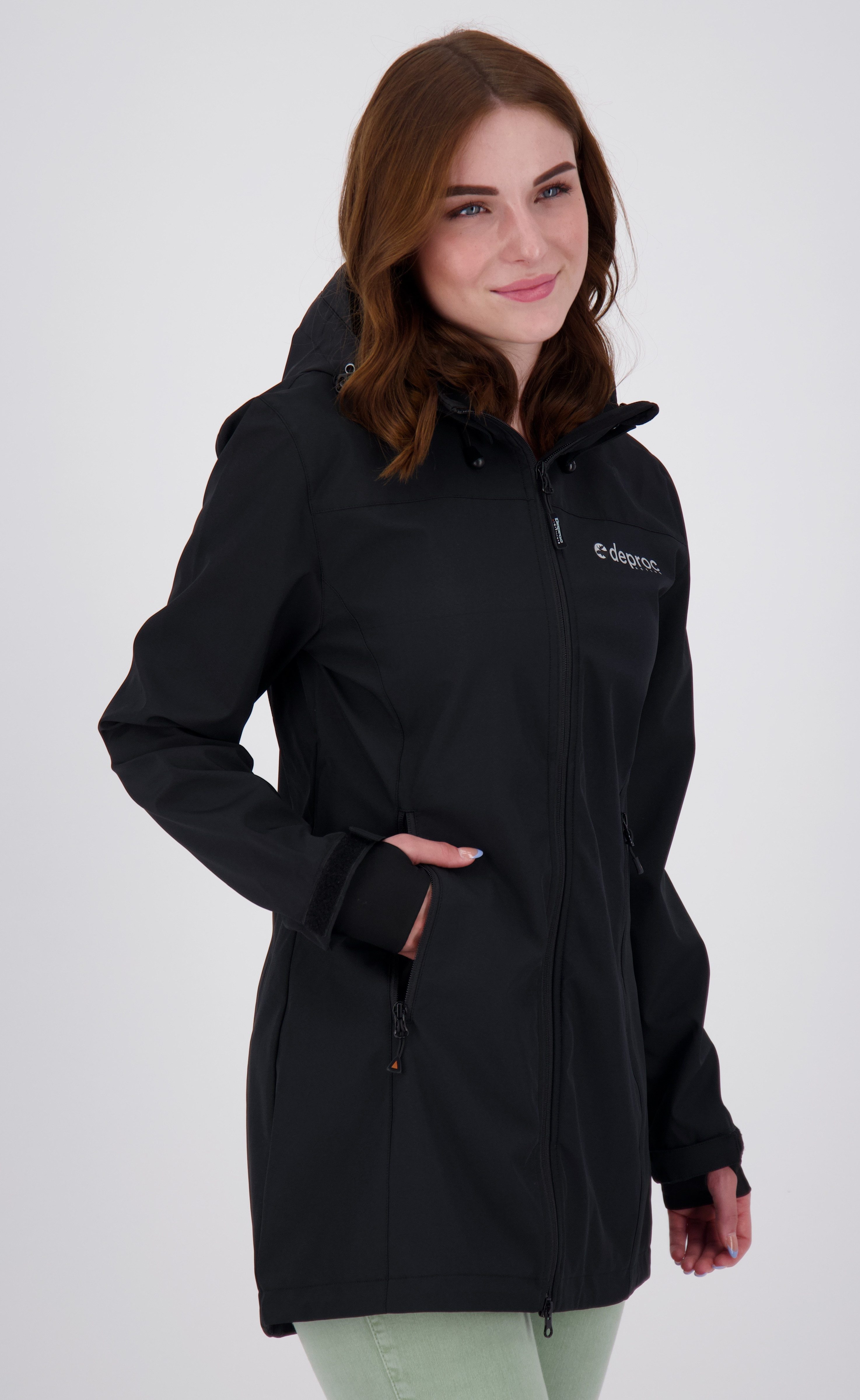 DEPROC Active Softshellmantel CAVELL LONG WOMEN OS Long jacket auch in Großen Größen erhältlich